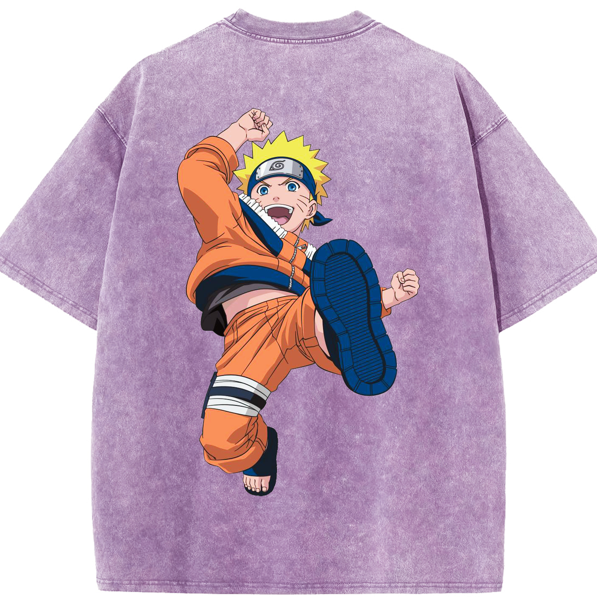 （画像用） NARUTO -ナルト- うずまき ナルト Uzumaki Naruto 綿100% ヴィンテージ風 半袖Tシャツ（背面プリント）