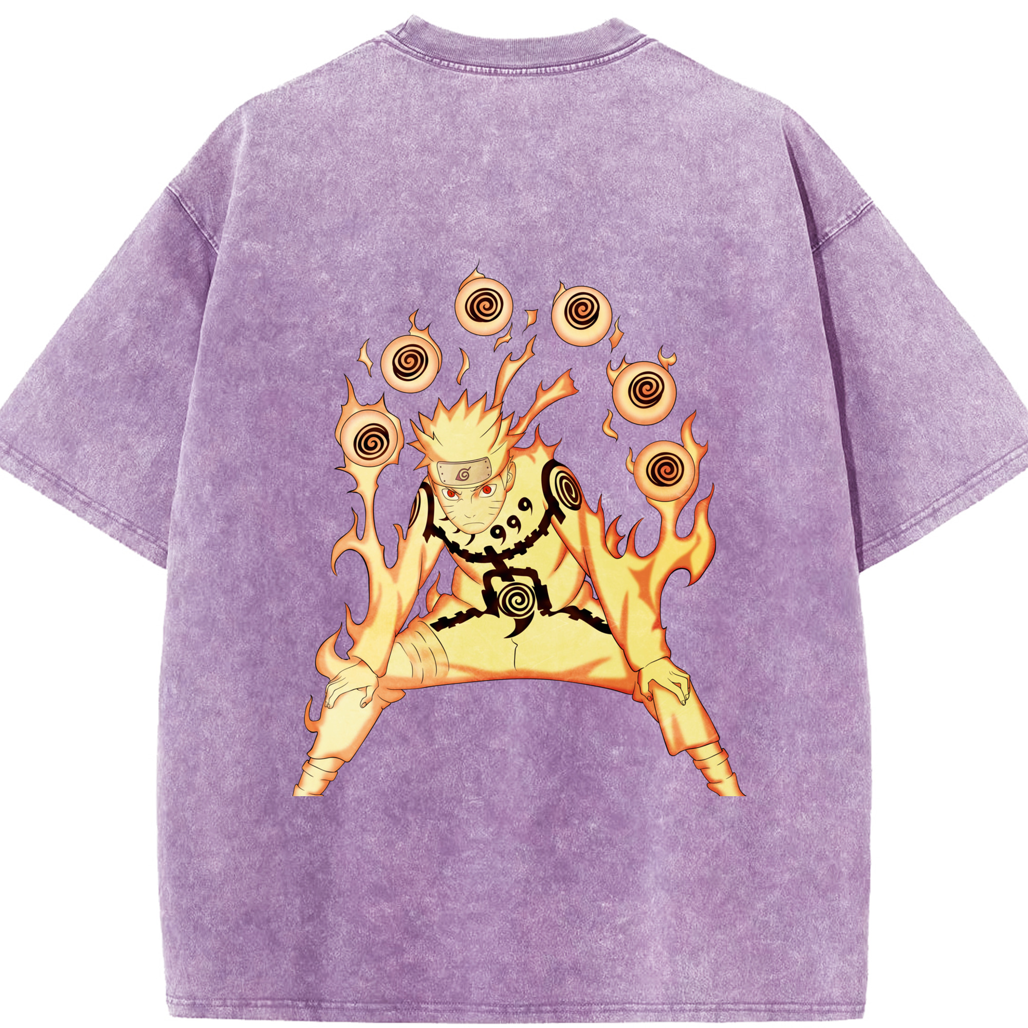（画像用） NARUTO -ナルト- うずまき ナルト Uzumaki Naruto 綿100% ヴィンテージ風 半袖Tシャツ（背面プリント）