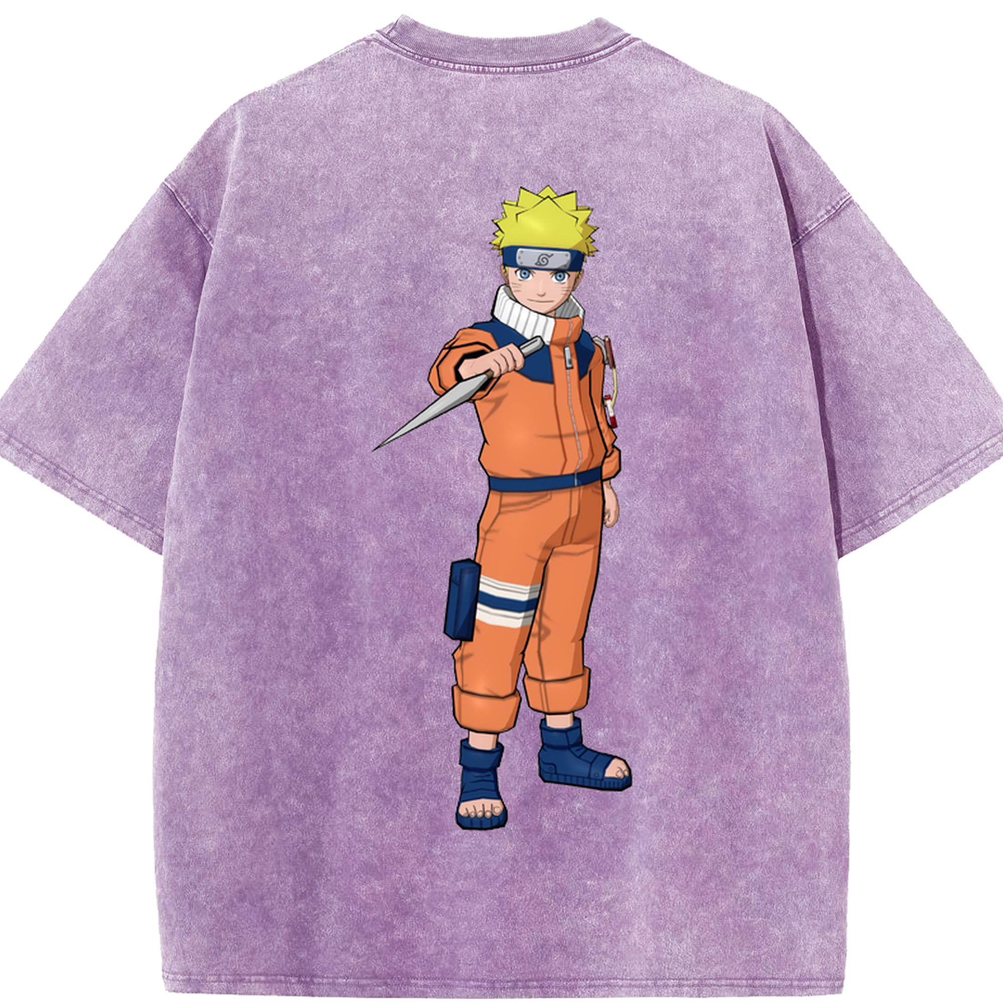 （画像用） NARUTO -ナルト- うずまき ナルト Uzumaki Naruto 綿100% ヴィンテージ風 半袖Tシャツ（背面プリント）