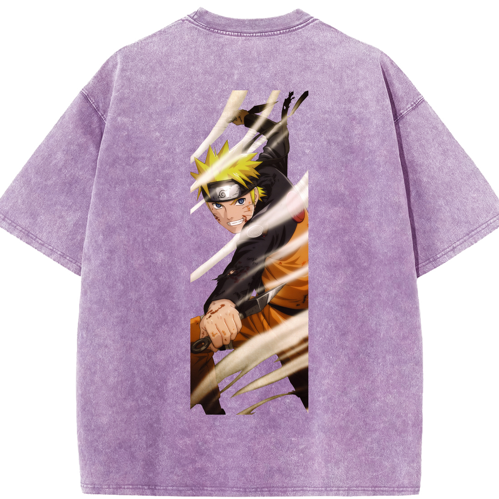 （画像用） NARUTO -ナルト- うずまき ナルト Uzumaki Naruto 綿100% ヴィンテージ風 半袖Tシャツ（背面プリント）