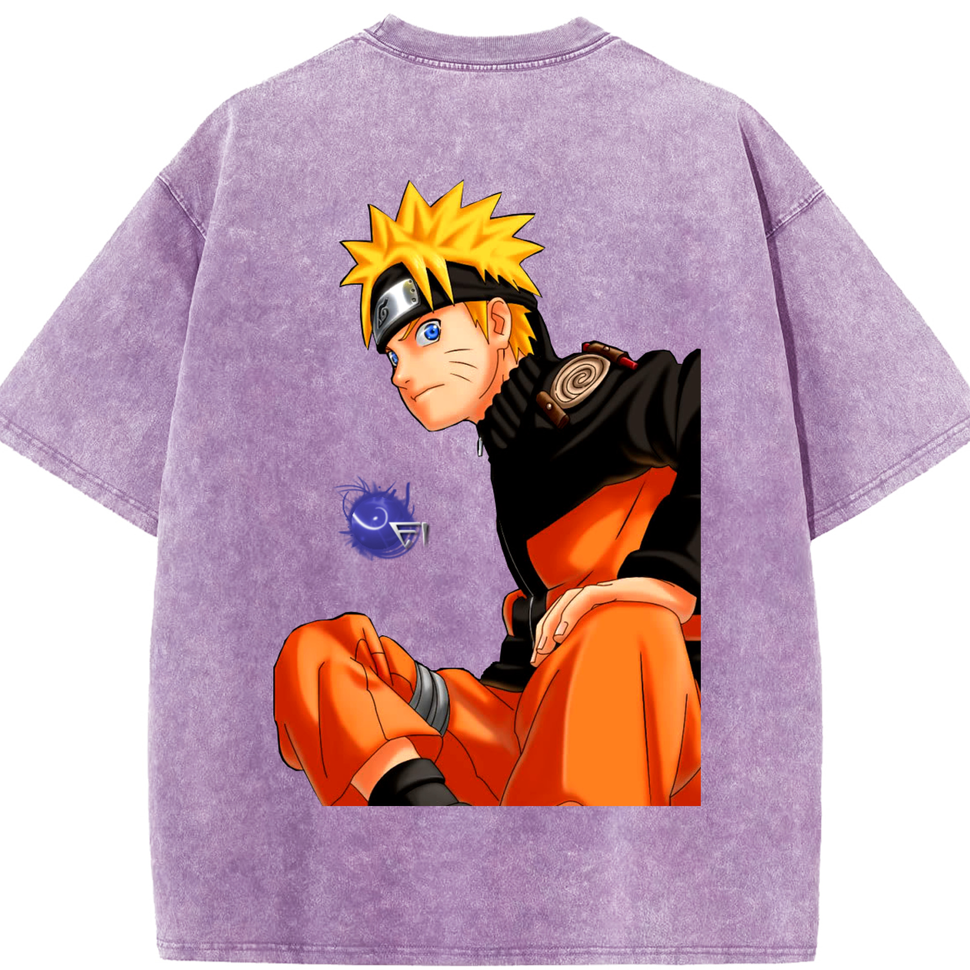 （画像用） NARUTO -ナルト- うずまき ナルト Uzumaki Naruto 綿100% ヴィンテージ風 半袖Tシャツ（背面プリント）