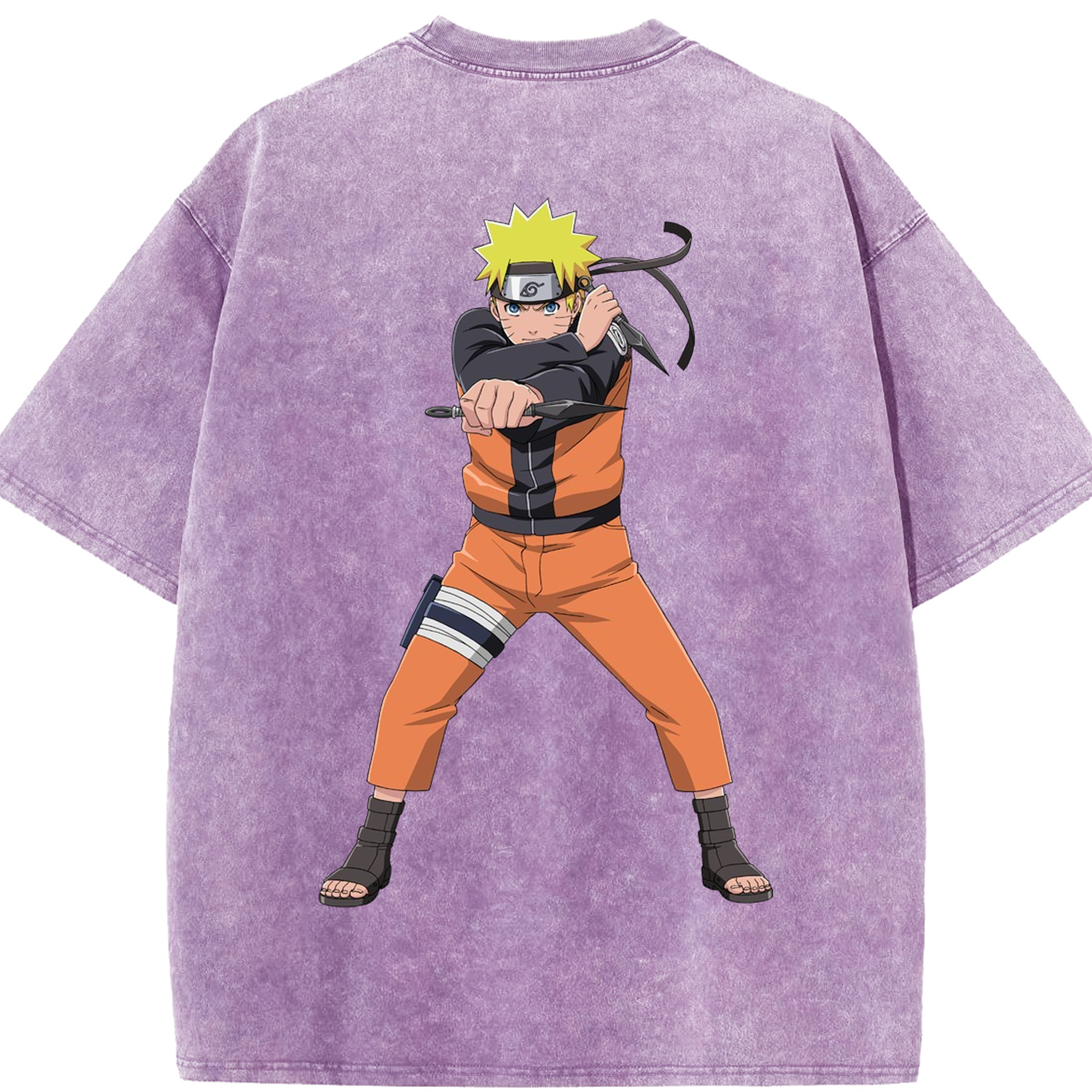 （画像用） NARUTO -ナルト- うずまき ナルト Uzumaki Naruto 綿100% ヴィンテージ風 半袖Tシャツ（背面プリント）