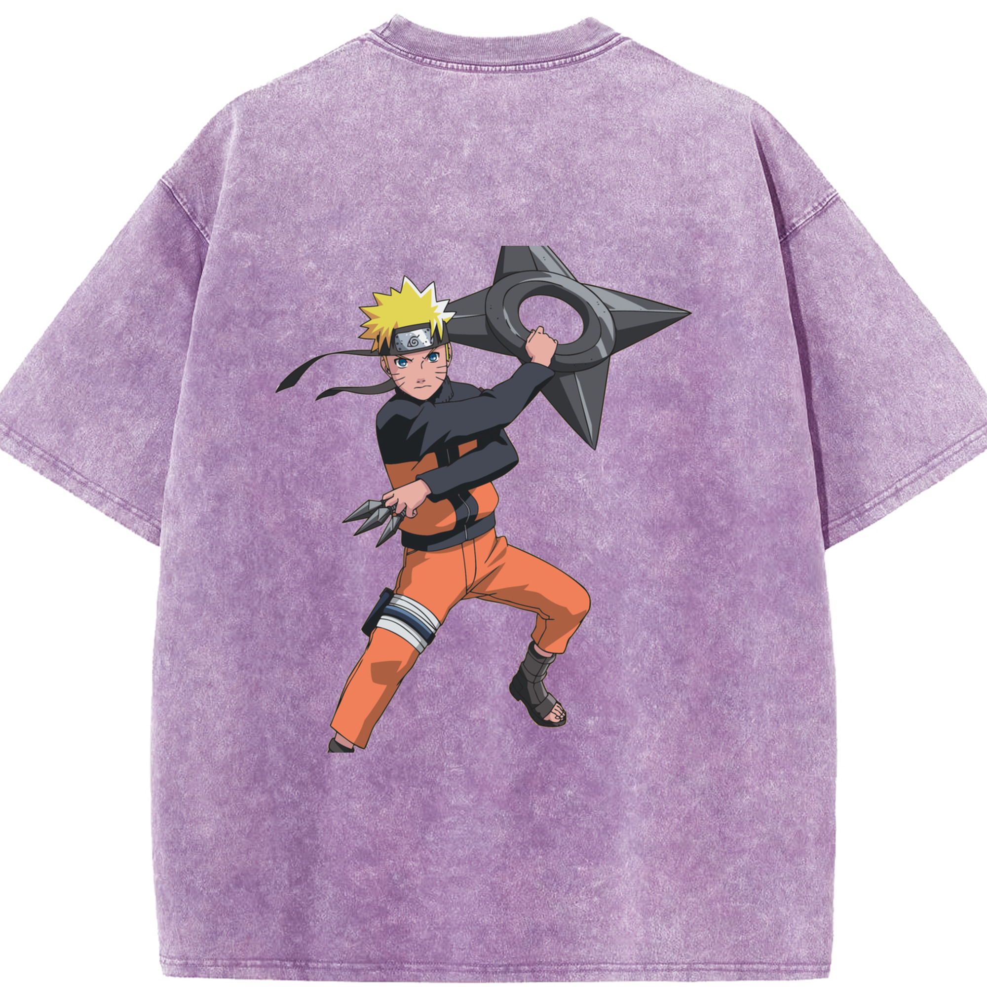 （画像用） NARUTO -ナルト- うずまき ナルト Uzumaki Naruto 綿100% ヴィンテージ風 半袖Tシャツ（背面プリント）