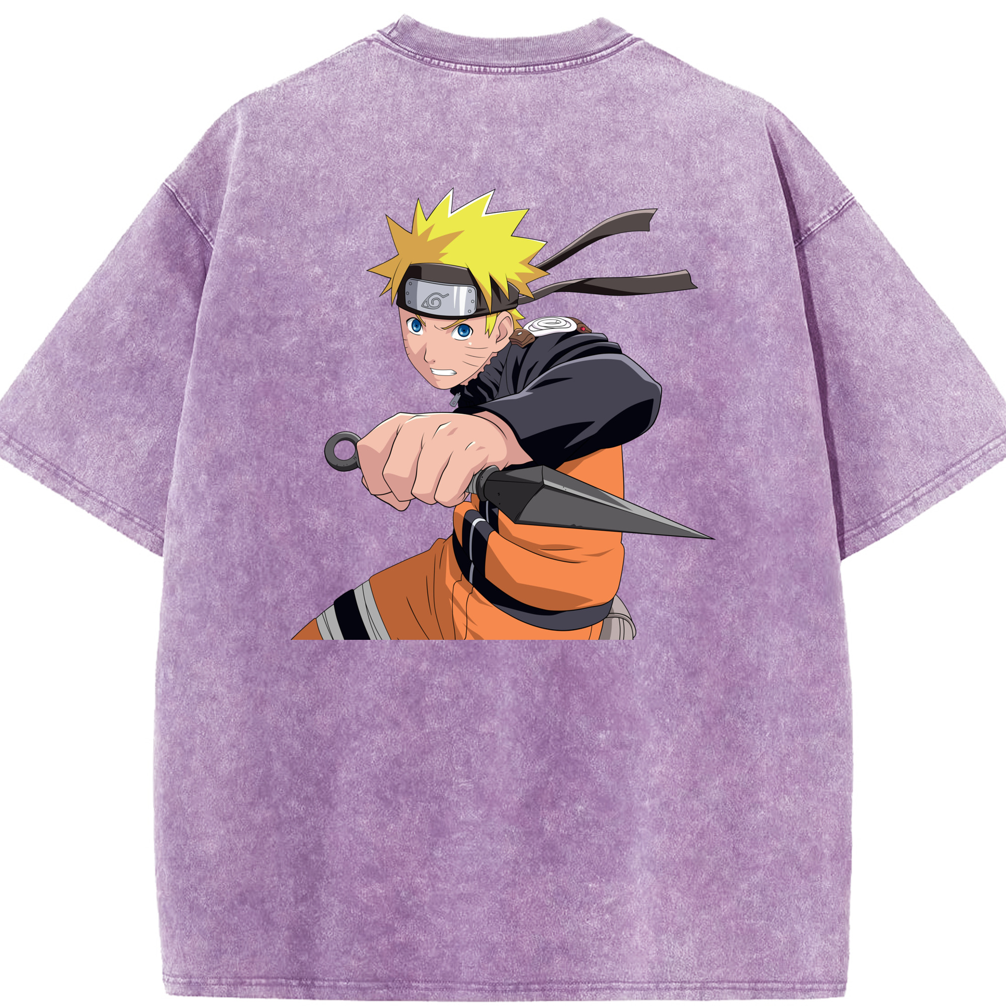 （画像用） NARUTO -ナルト- うずまき ナルト Uzumaki Naruto 綿100% ヴィンテージ風 半袖Tシャツ（背面プリント）