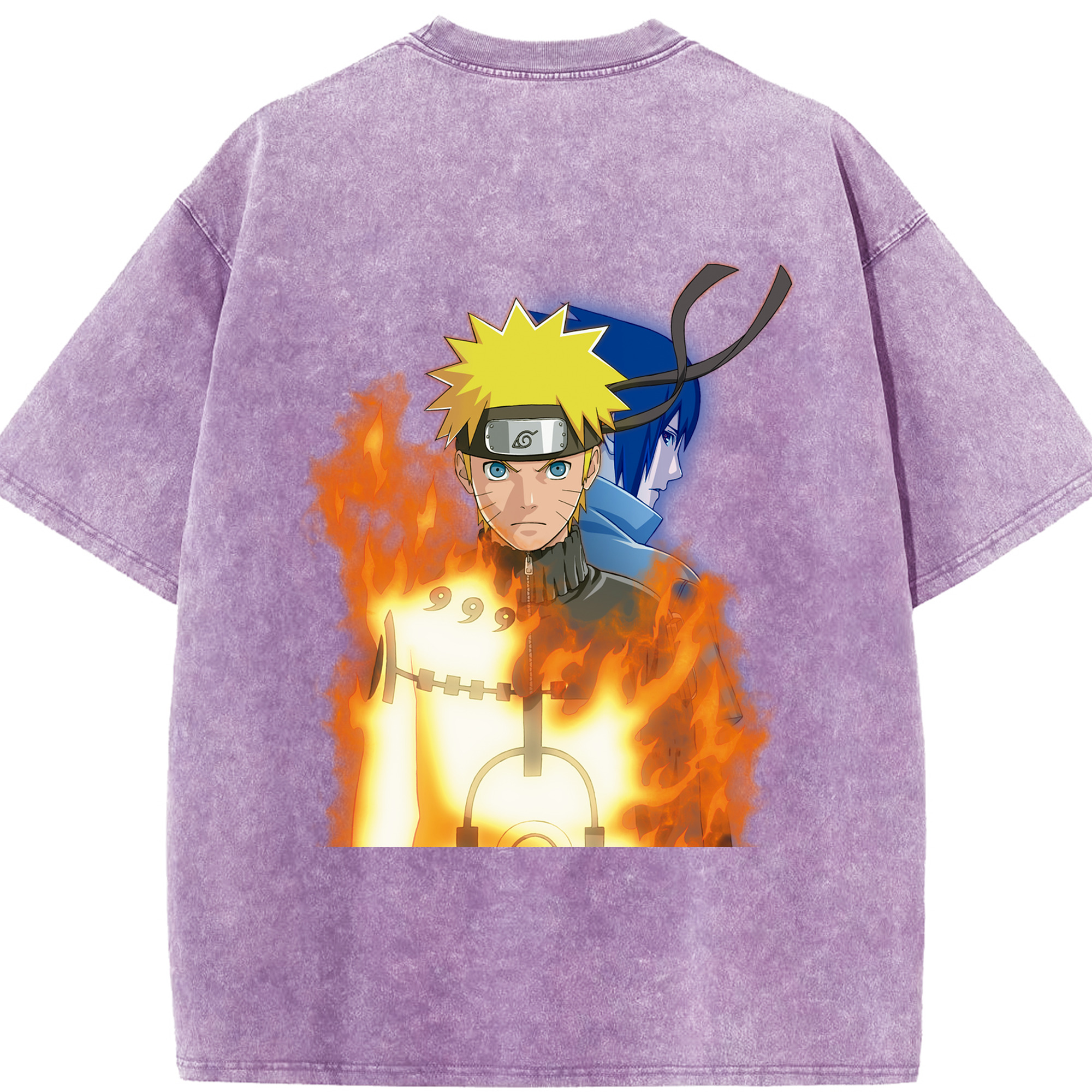 （画像用） NARUTO -ナルト- うずまき ナルト Uzumaki Naruto 綿100% ヴィンテージ風 半袖Tシャツ（背面プリント）
