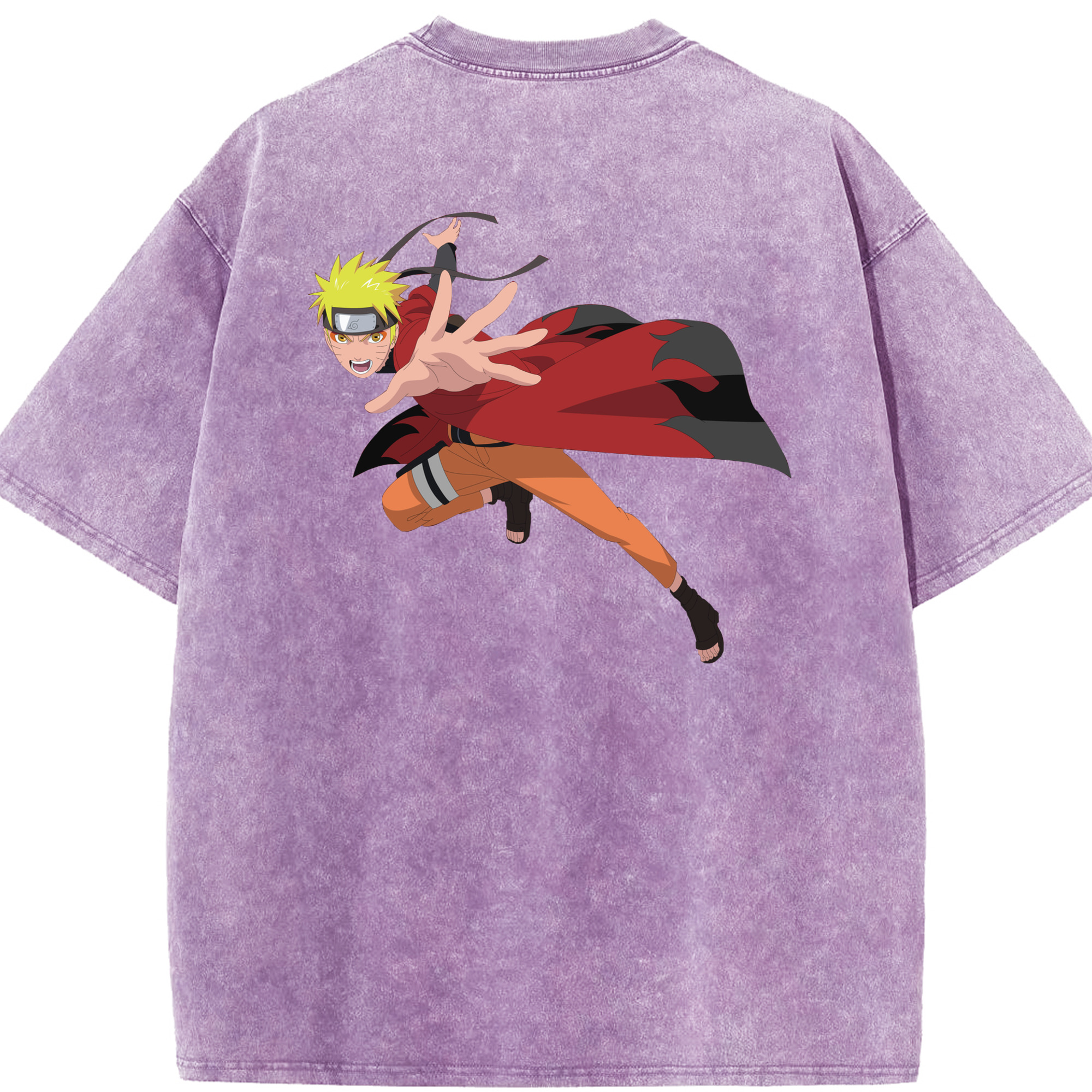 （画像用） NARUTO -ナルト- うずまき ナルト Uzumaki Naruto 綿100% ヴィンテージ風 半袖Tシャツ（背面プリント）