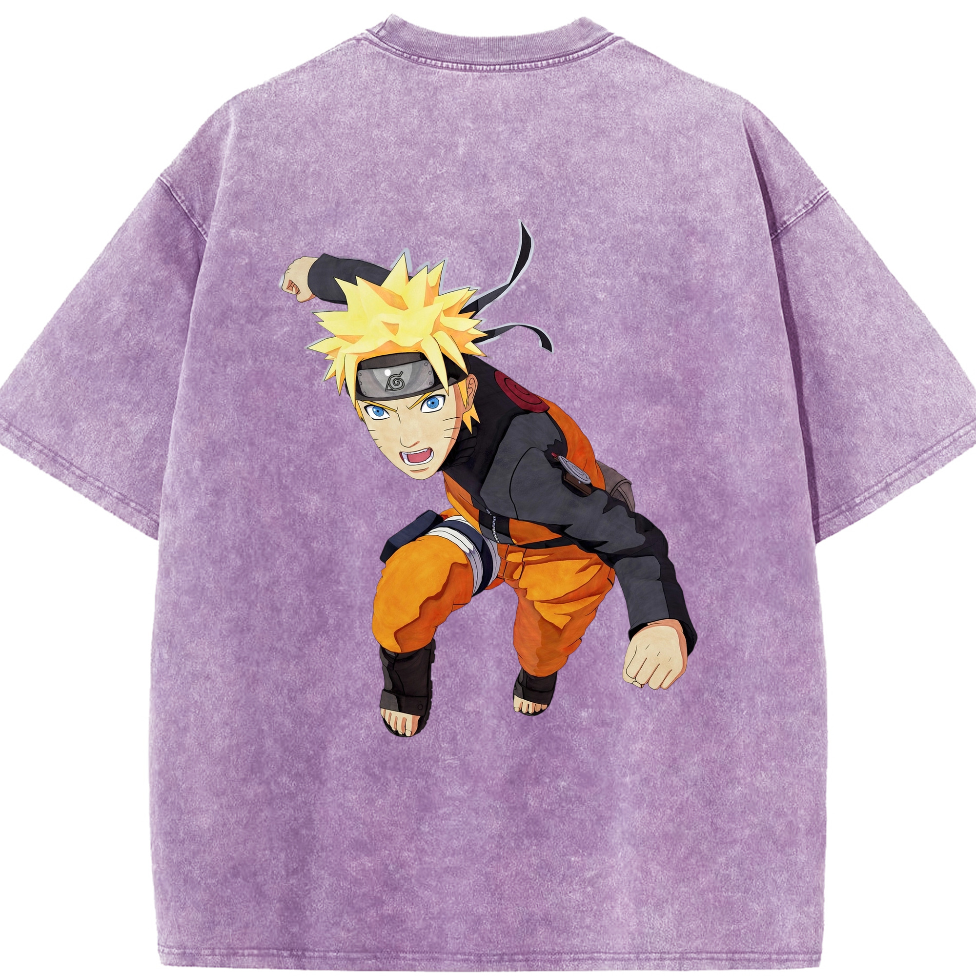（画像用） NARUTO -ナルト- うずまき ナルト Uzumaki Naruto 綿100% ヴィンテージ風 半袖Tシャツ（背面プリント）