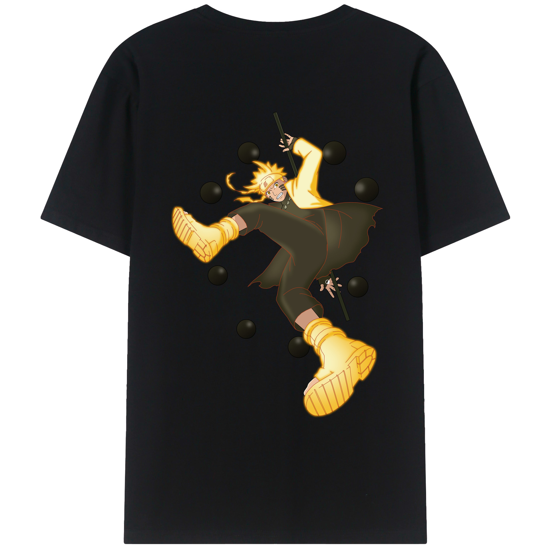 （画像用） NARUTO -ナルト- うずまき ナルト Uzumaki Naruto 綿100％ メンズ半袖Tシャツ（バックプリント） 通気性