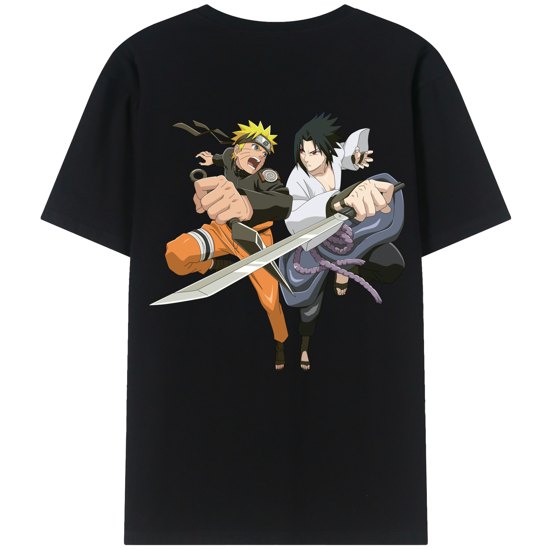 （画像用） NARUTO -ナルト- うずまき ナルト Uzumaki Naruto 綿100％ メンズ半袖Tシャツ（バックプリント） 通気性