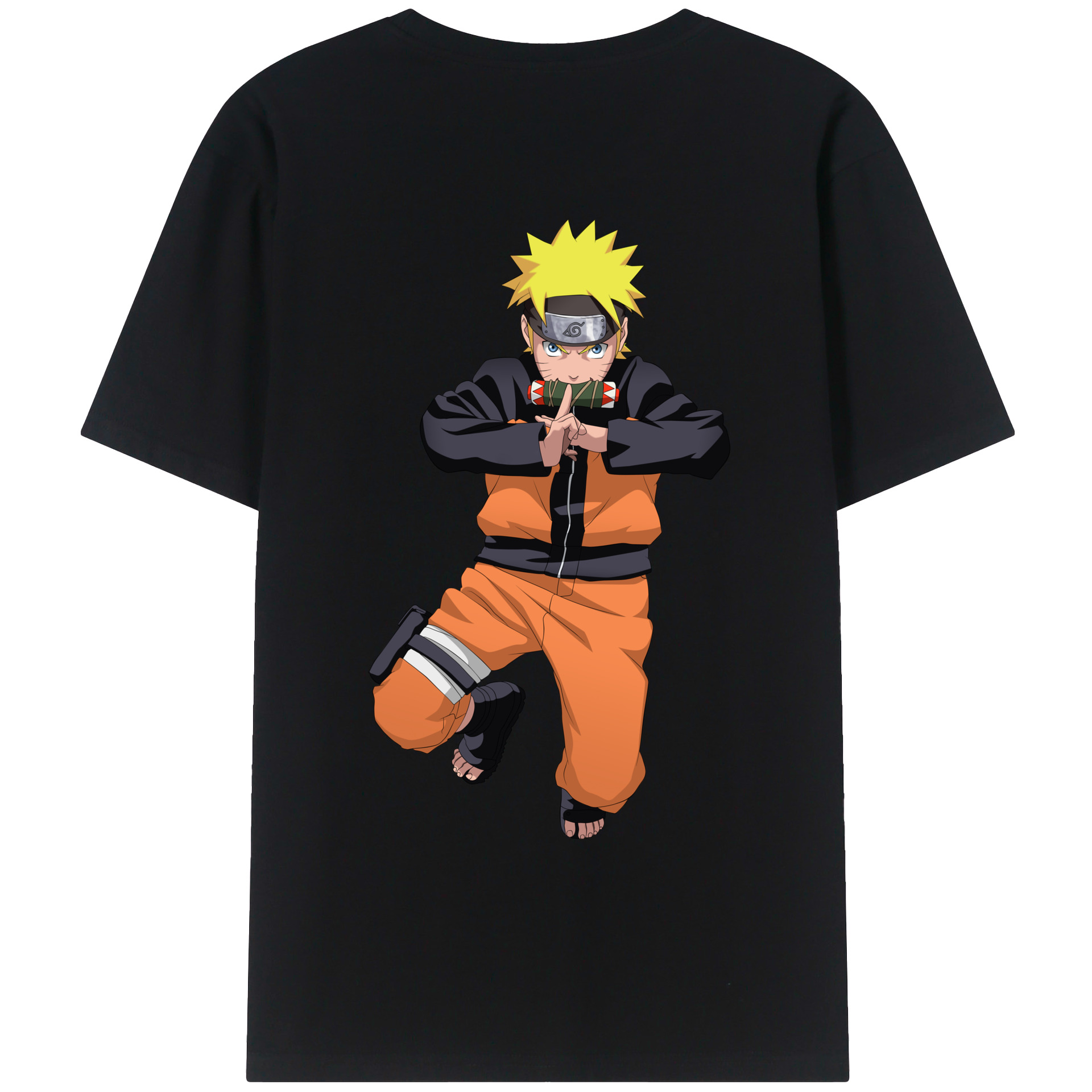 （画像用） NARUTO -ナルト- うずまき ナルト Uzumaki Naruto 綿100％ メンズ半袖Tシャツ（バックプリント） 通気性