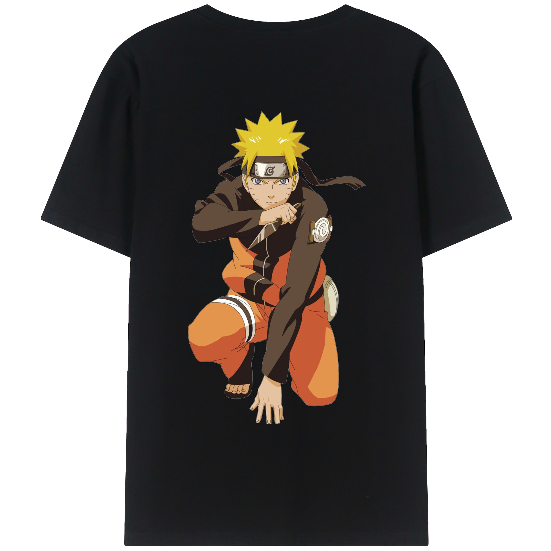 （画像用） NARUTO -ナルト- うずまき ナルト Uzumaki Naruto 綿100％ メンズ半袖Tシャツ（バックプリント） 通気性