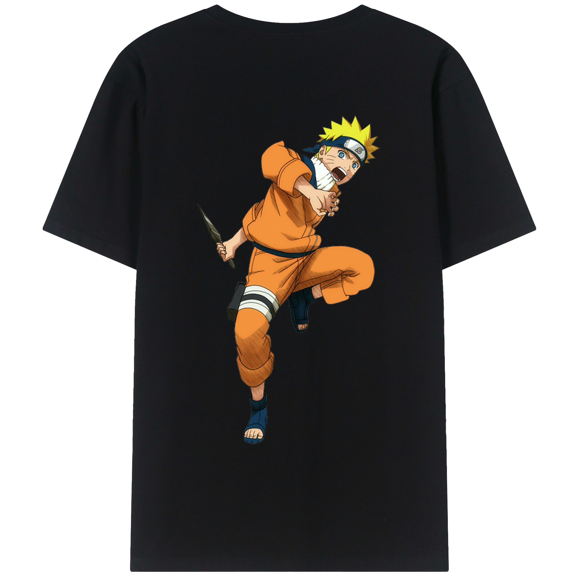 （画像用） NARUTO -ナルト- うずまき ナルト Uzumaki Naruto 綿100％ メンズ半袖Tシャツ（バックプリント） 通気性