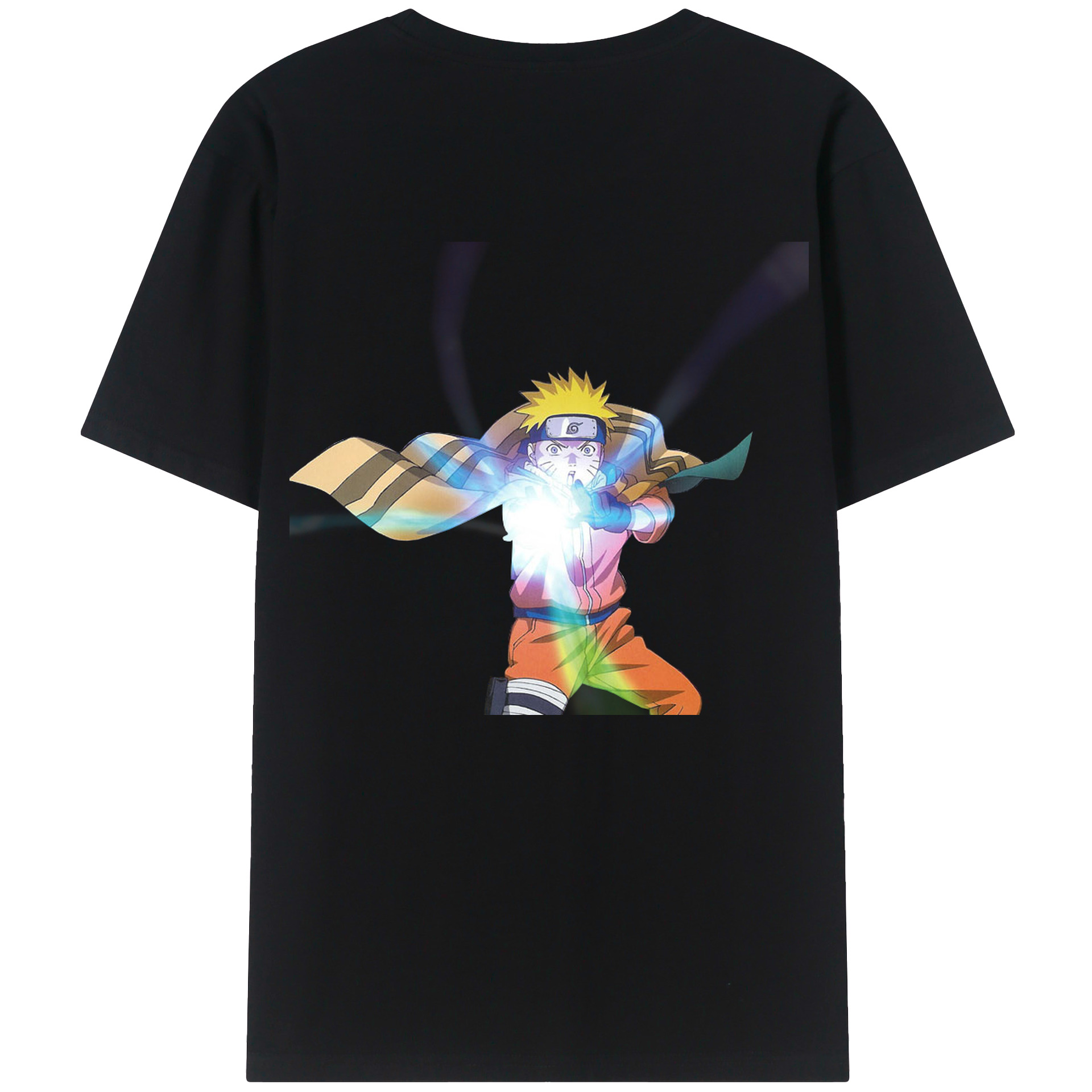 （画像用） NARUTO -ナルト- うずまき ナルト Uzumaki Naruto 綿100％ メンズ半袖Tシャツ（バックプリント） 通気性