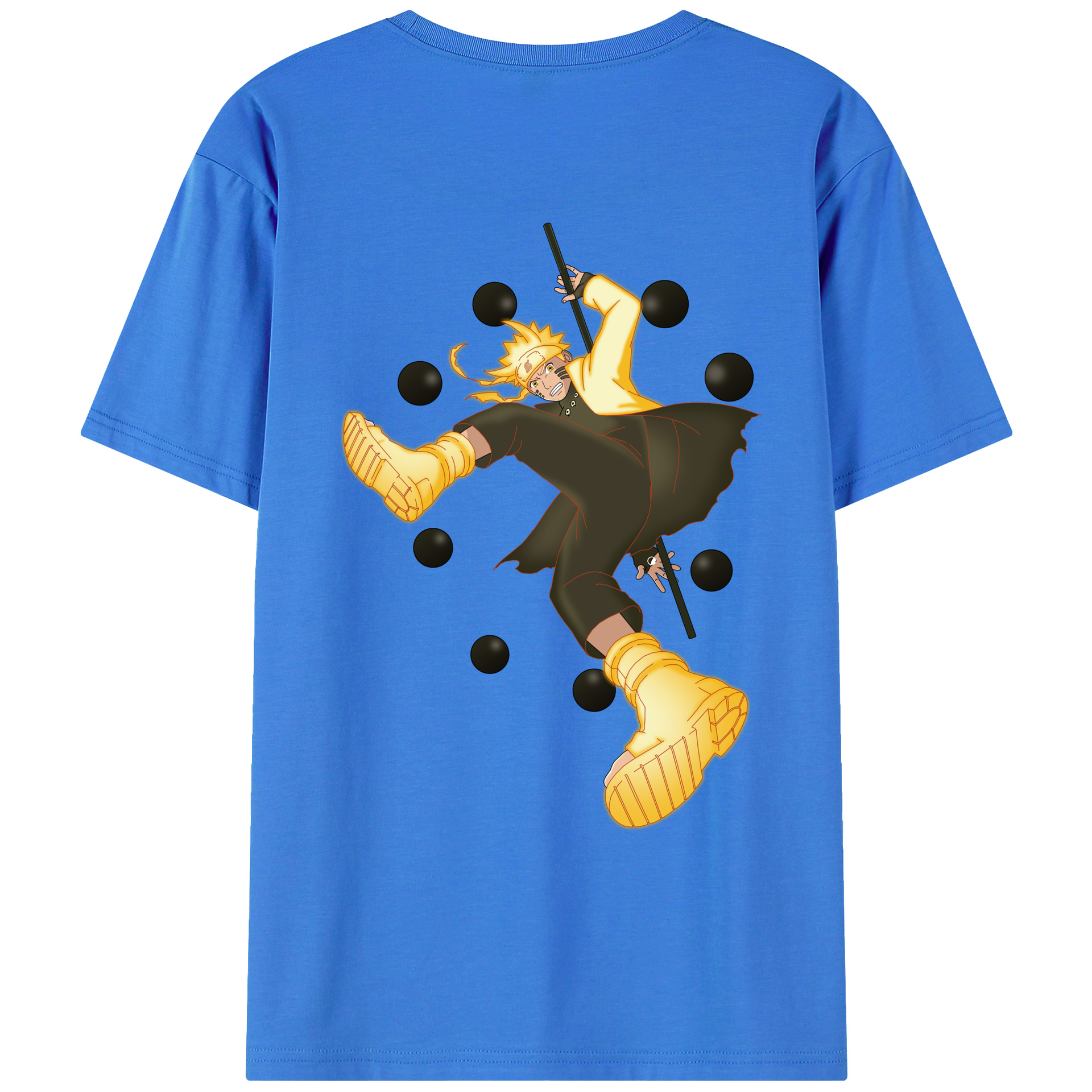 （画像用） NARUTO -ナルト- うずまき ナルト Uzumaki Naruto 綿100％ メンズ半袖Tシャツ（バックプリント） 通気性