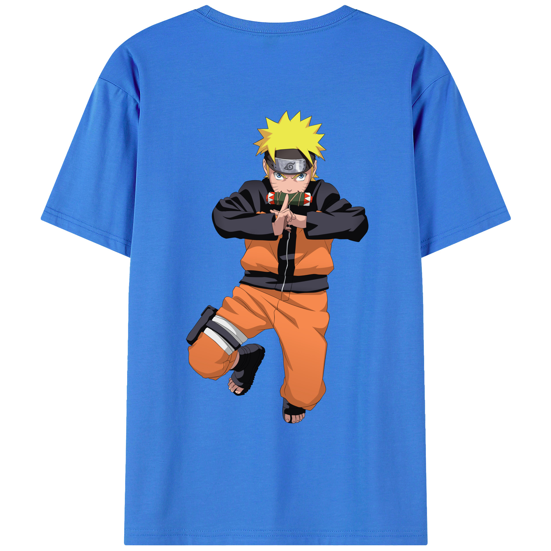 （画像用） NARUTO -ナルト- うずまき ナルト Uzumaki Naruto 綿100％ メンズ半袖Tシャツ（バックプリント） 通気性