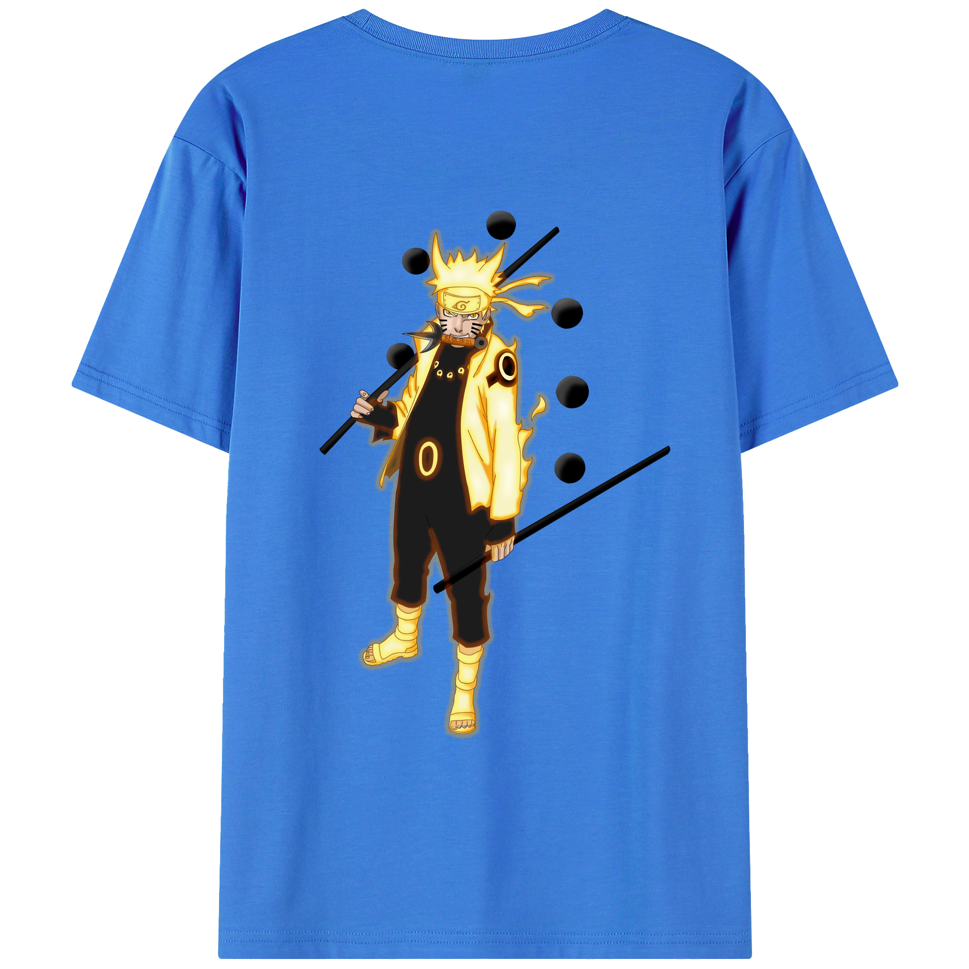 （画像用） NARUTO -ナルト- うずまき ナルト Uzumaki Naruto 綿100％ メンズ半袖Tシャツ（バックプリント） 通気性