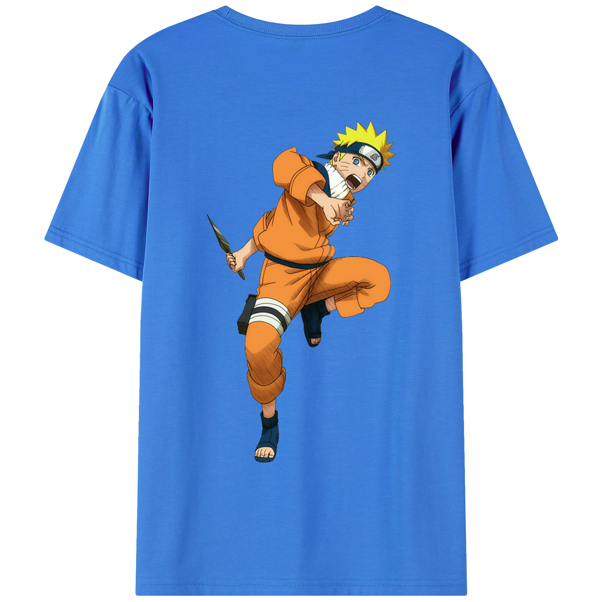 （画像用） NARUTO -ナルト- うずまき ナルト Uzumaki Naruto 綿100％ メンズ半袖Tシャツ（バックプリント） 通気性