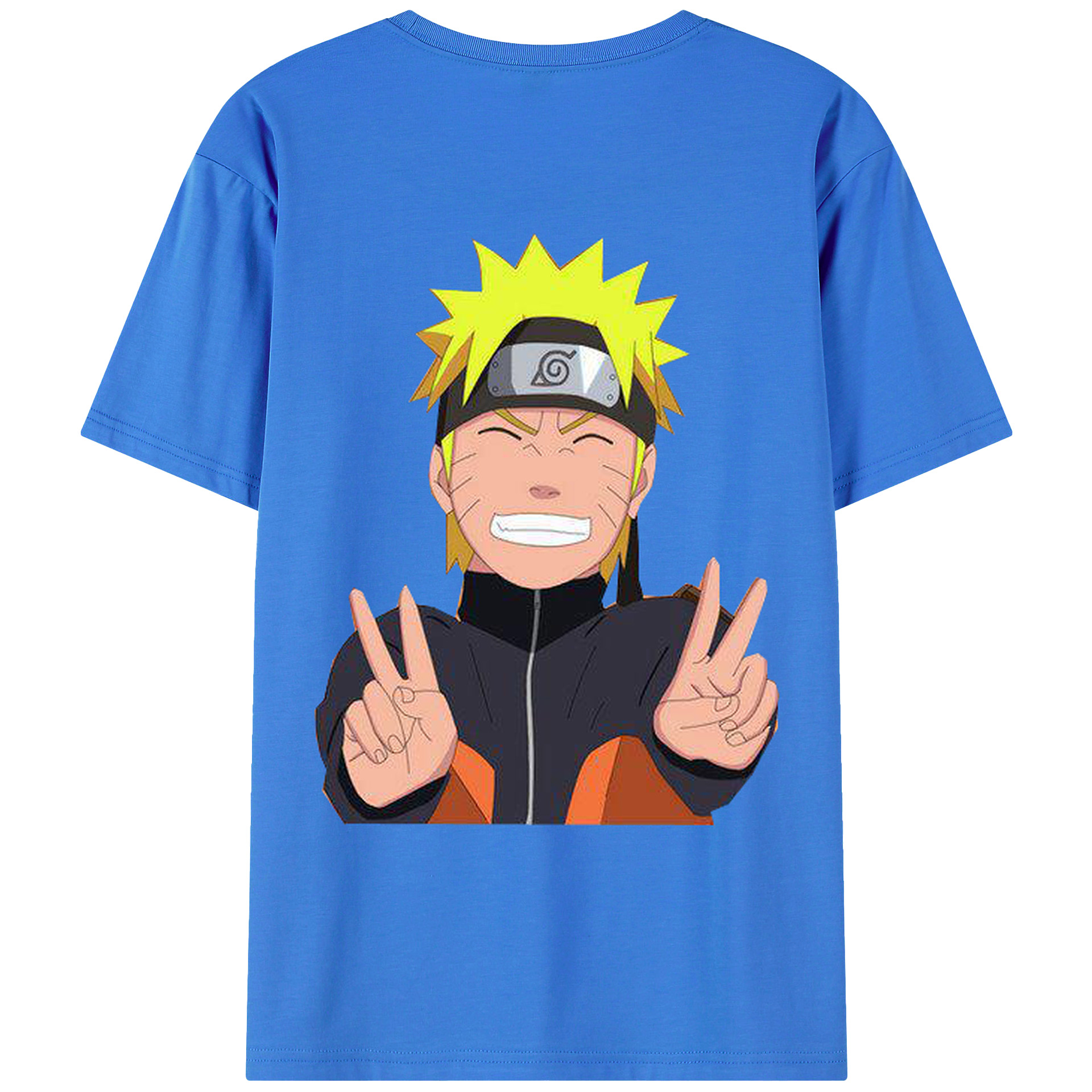 （画像用） NARUTO -ナルト- うずまき ナルト Uzumaki Naruto 綿100％ メンズ半袖Tシャツ（バックプリント） 通気性