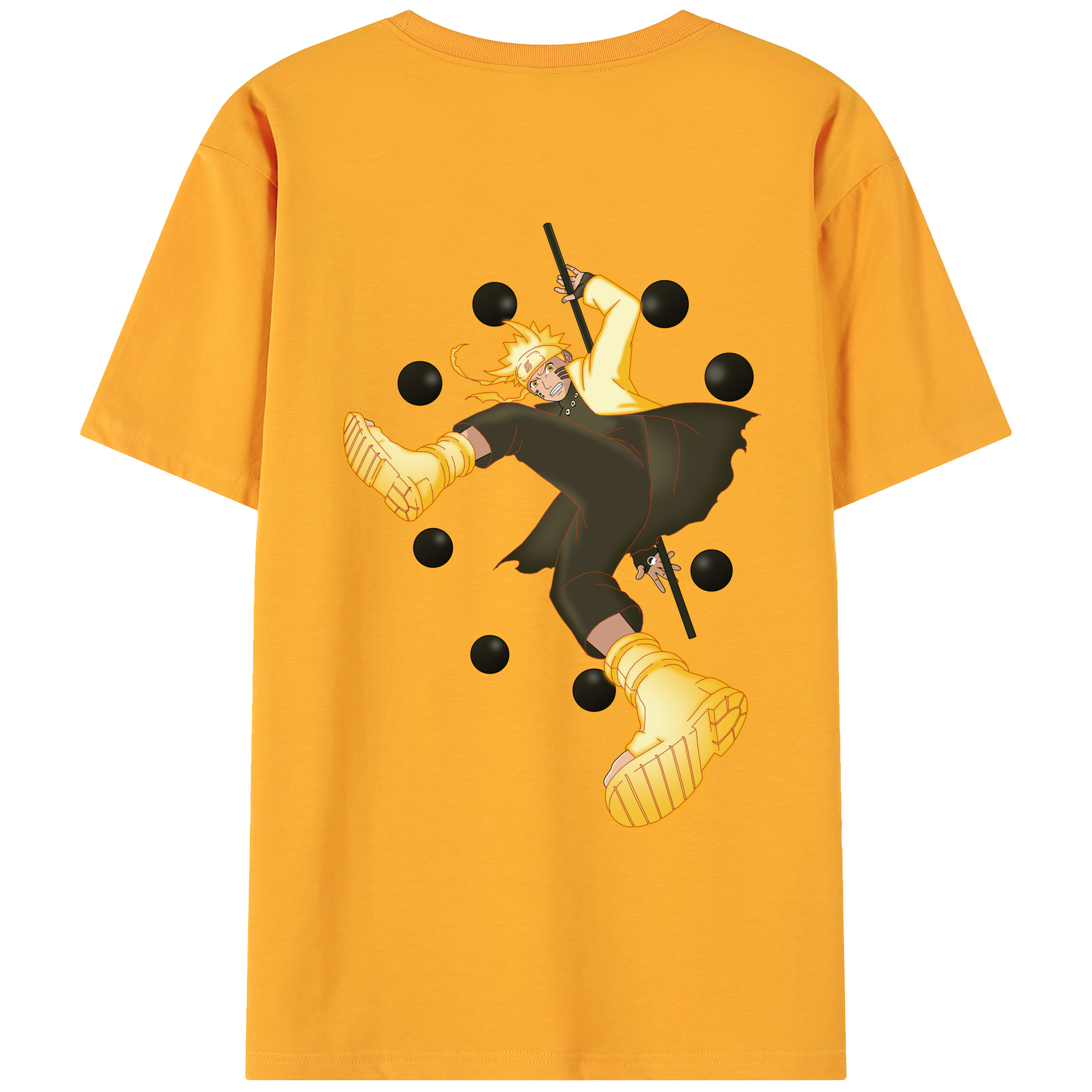 （画像用） NARUTO -ナルト- うずまき ナルト Uzumaki Naruto 綿100％ メンズ半袖Tシャツ（バックプリント） 通気性