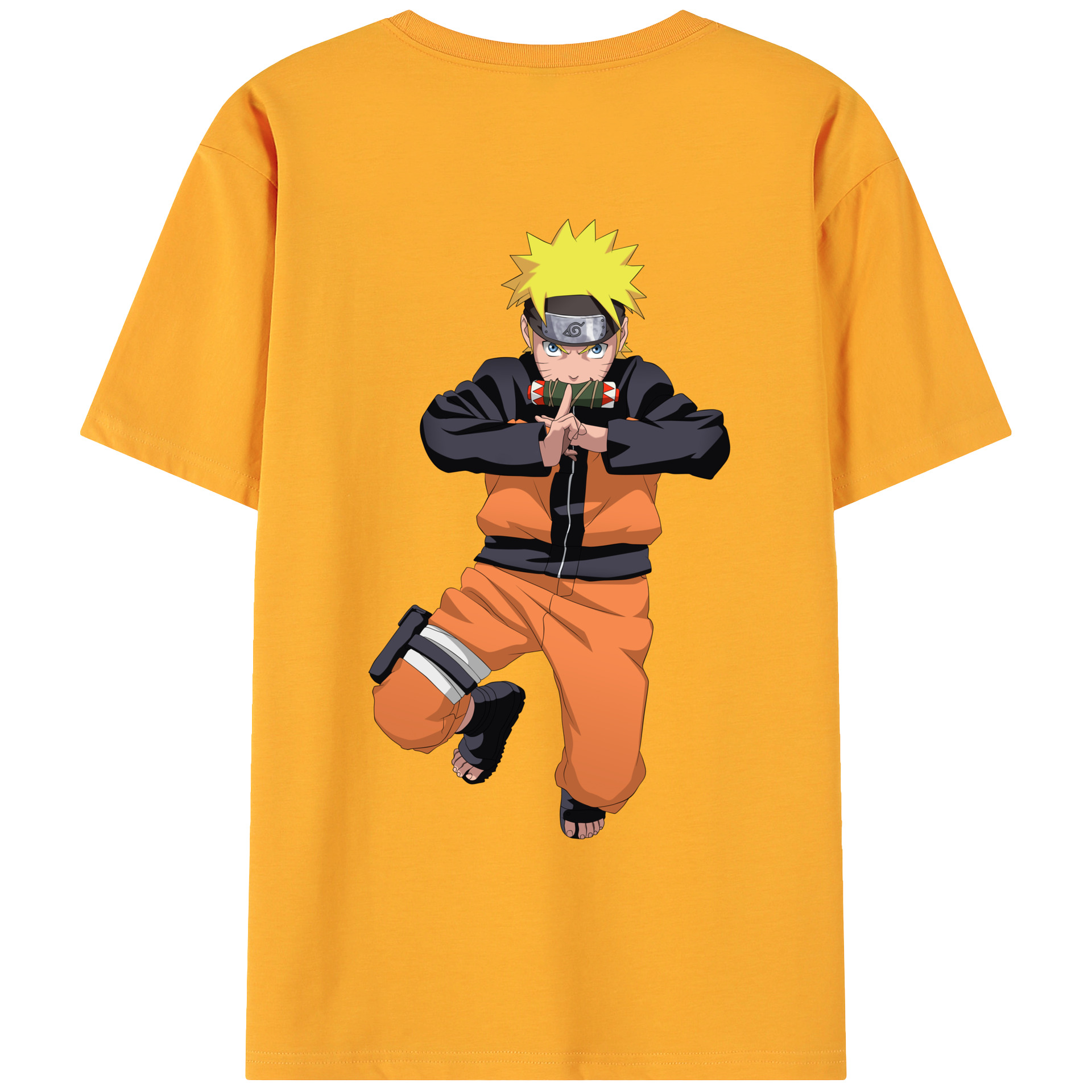 （画像用） NARUTO -ナルト- うずまき ナルト Uzumaki Naruto 綿100％ メンズ半袖Tシャツ（バックプリント） 通気性