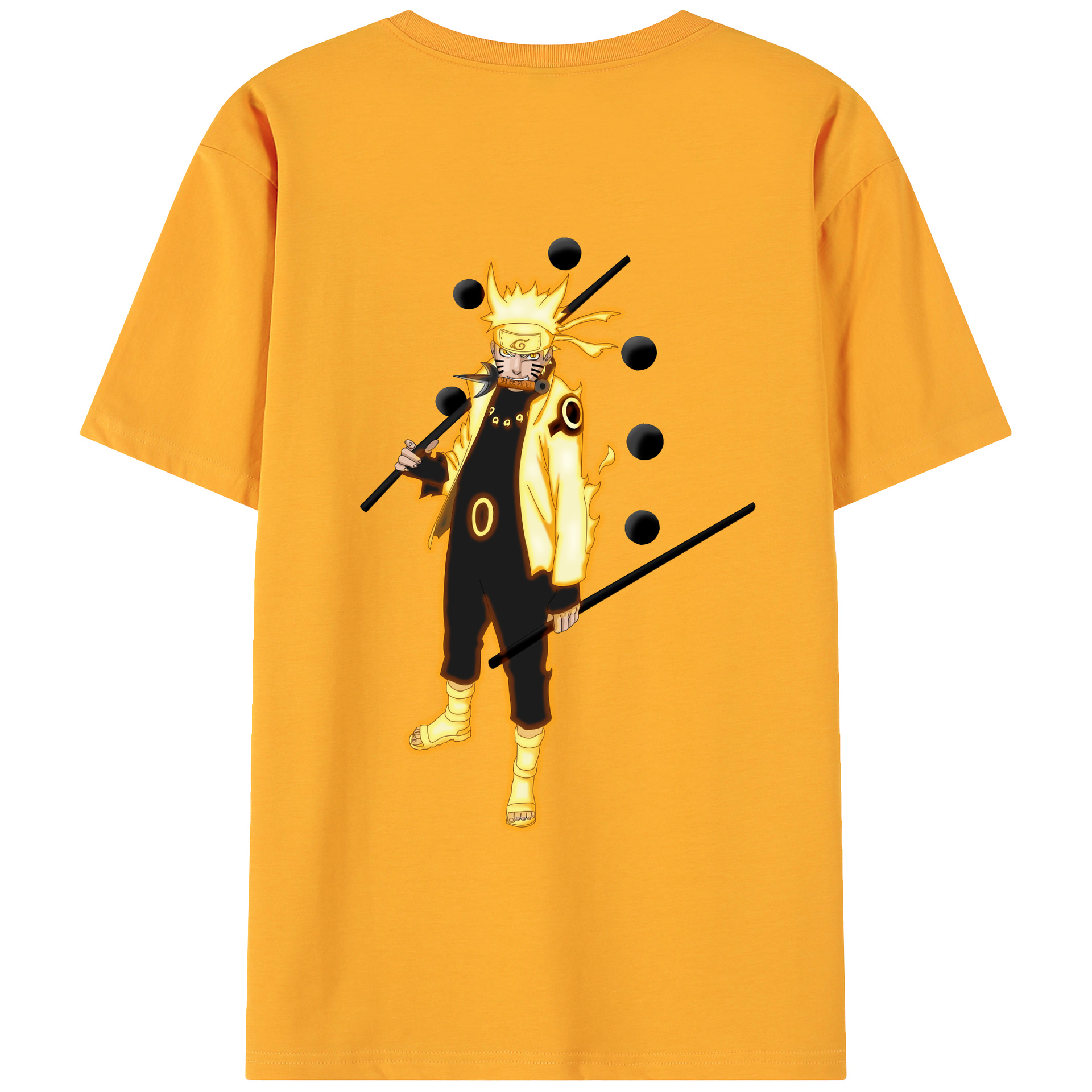 （画像用） NARUTO -ナルト- うずまき ナルト Uzumaki Naruto 綿100％ メンズ半袖Tシャツ（バックプリント） 通気性