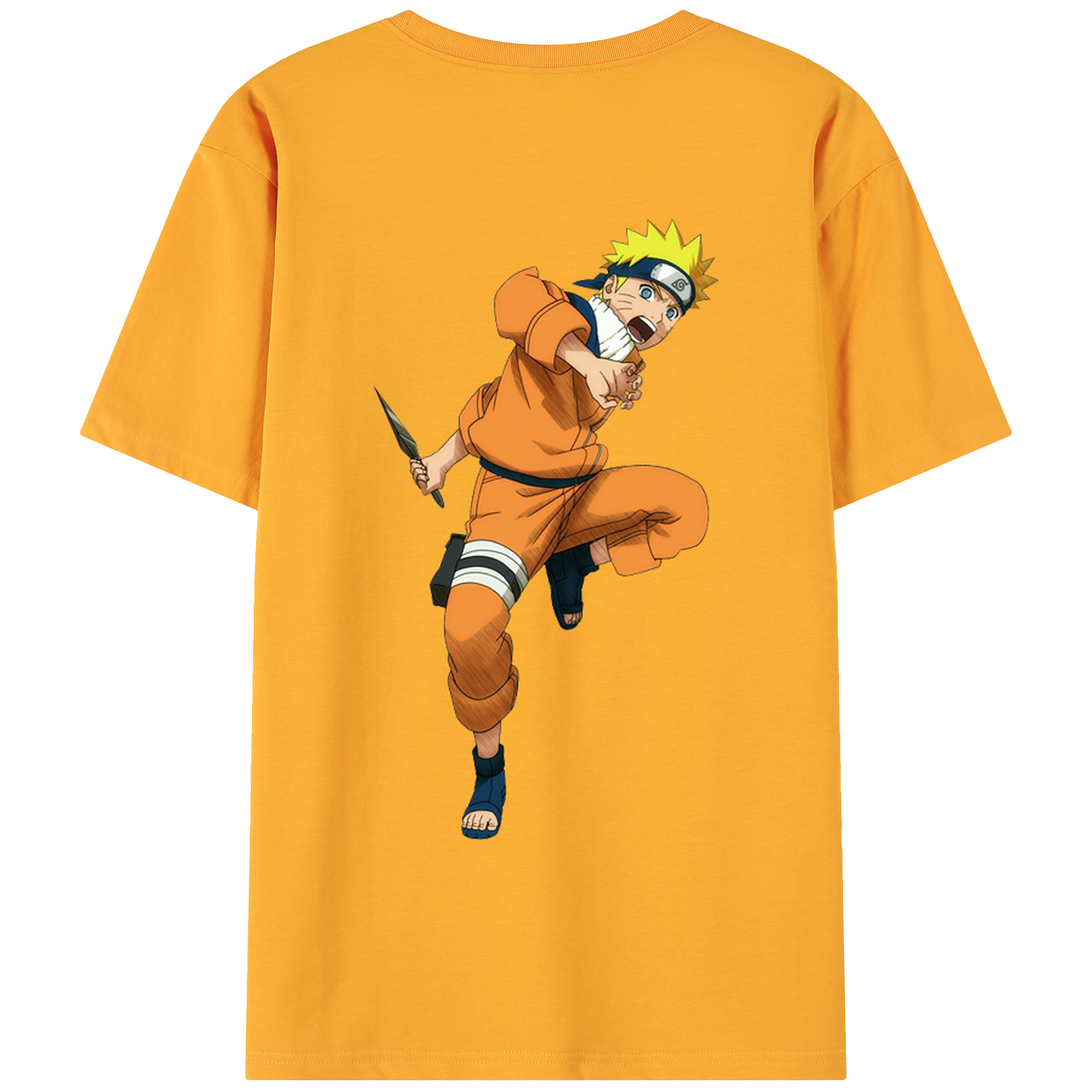 （画像用） NARUTO -ナルト- うずまき ナルト Uzumaki Naruto 綿100％ メンズ半袖Tシャツ（バックプリント） 通気性