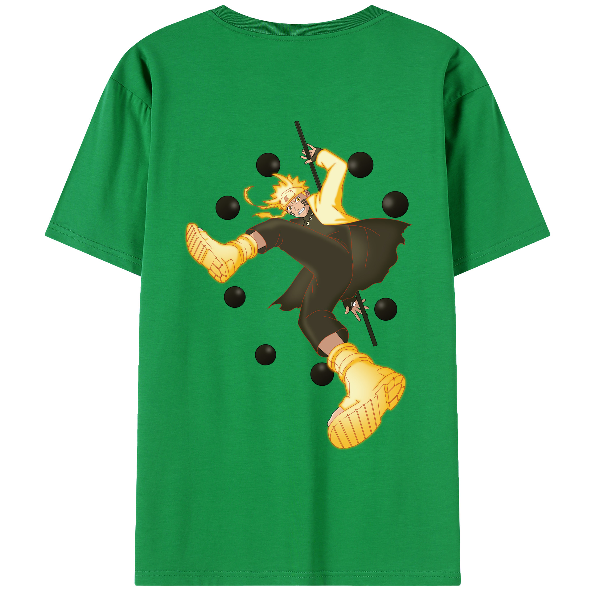 （画像用） NARUTO -ナルト- うずまき ナルト Uzumaki Naruto 綿100％ メンズ半袖Tシャツ（バックプリント） 通気性