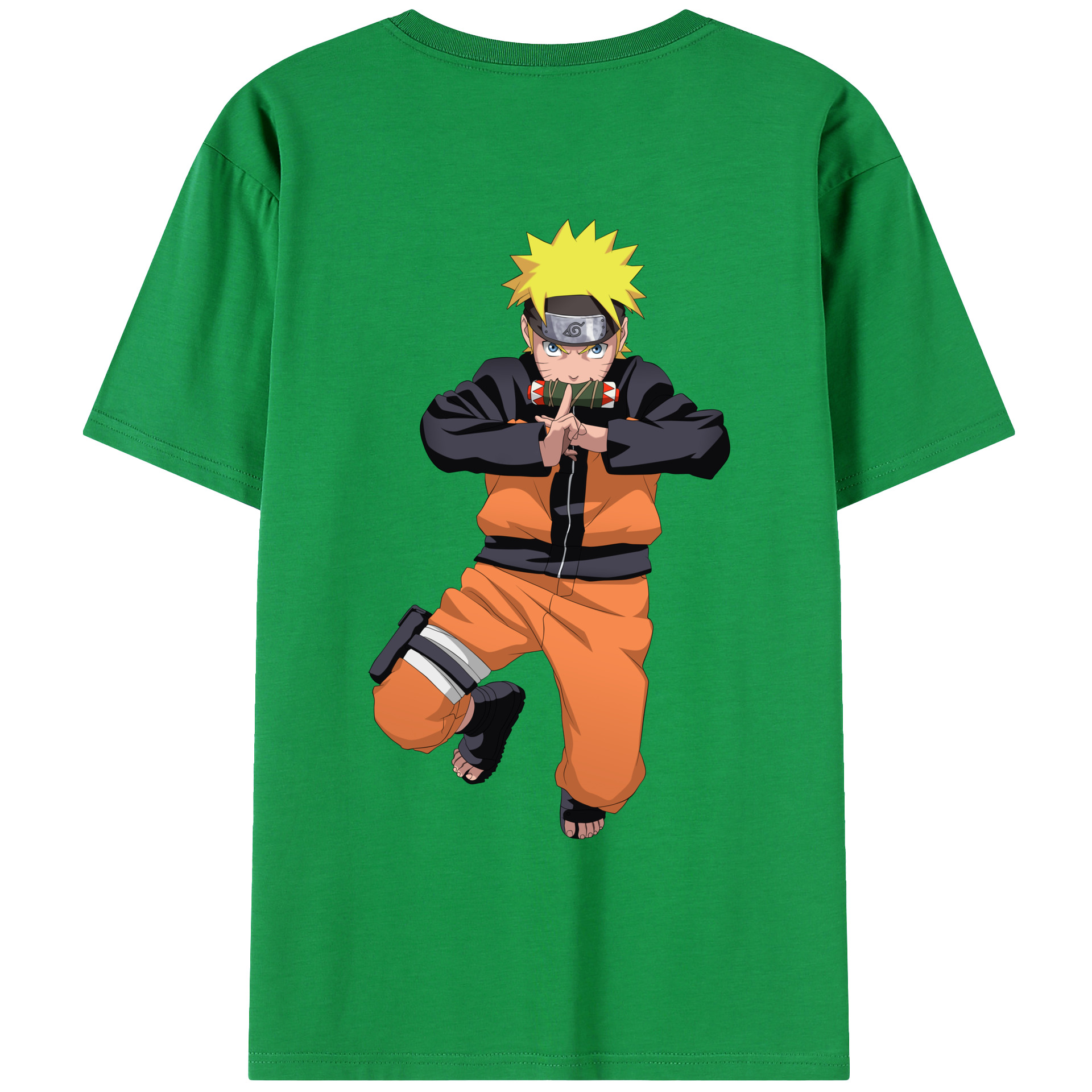 （画像用） NARUTO -ナルト- うずまき ナルト Uzumaki Naruto 綿100％ メンズ半袖Tシャツ（バックプリント） 通気性