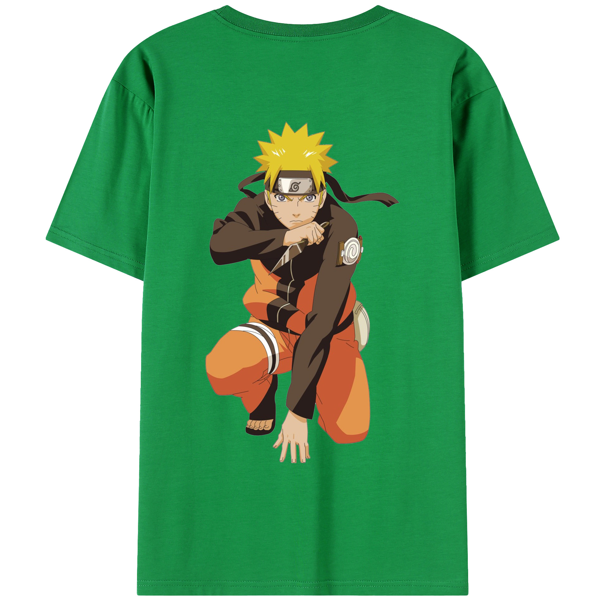 （画像用） NARUTO -ナルト- うずまき ナルト Uzumaki Naruto 綿100％ メンズ半袖Tシャツ（バックプリント） 通気性