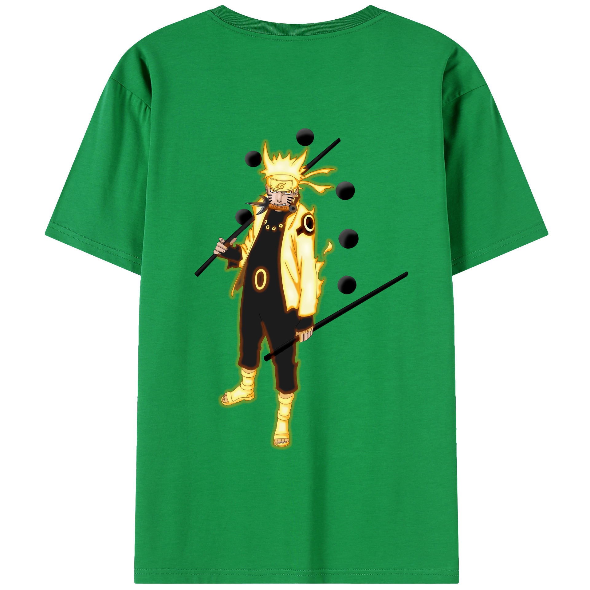 （画像用） NARUTO -ナルト- うずまき ナルト Uzumaki Naruto 綿100％ メンズ半袖Tシャツ（バックプリント） 通気性