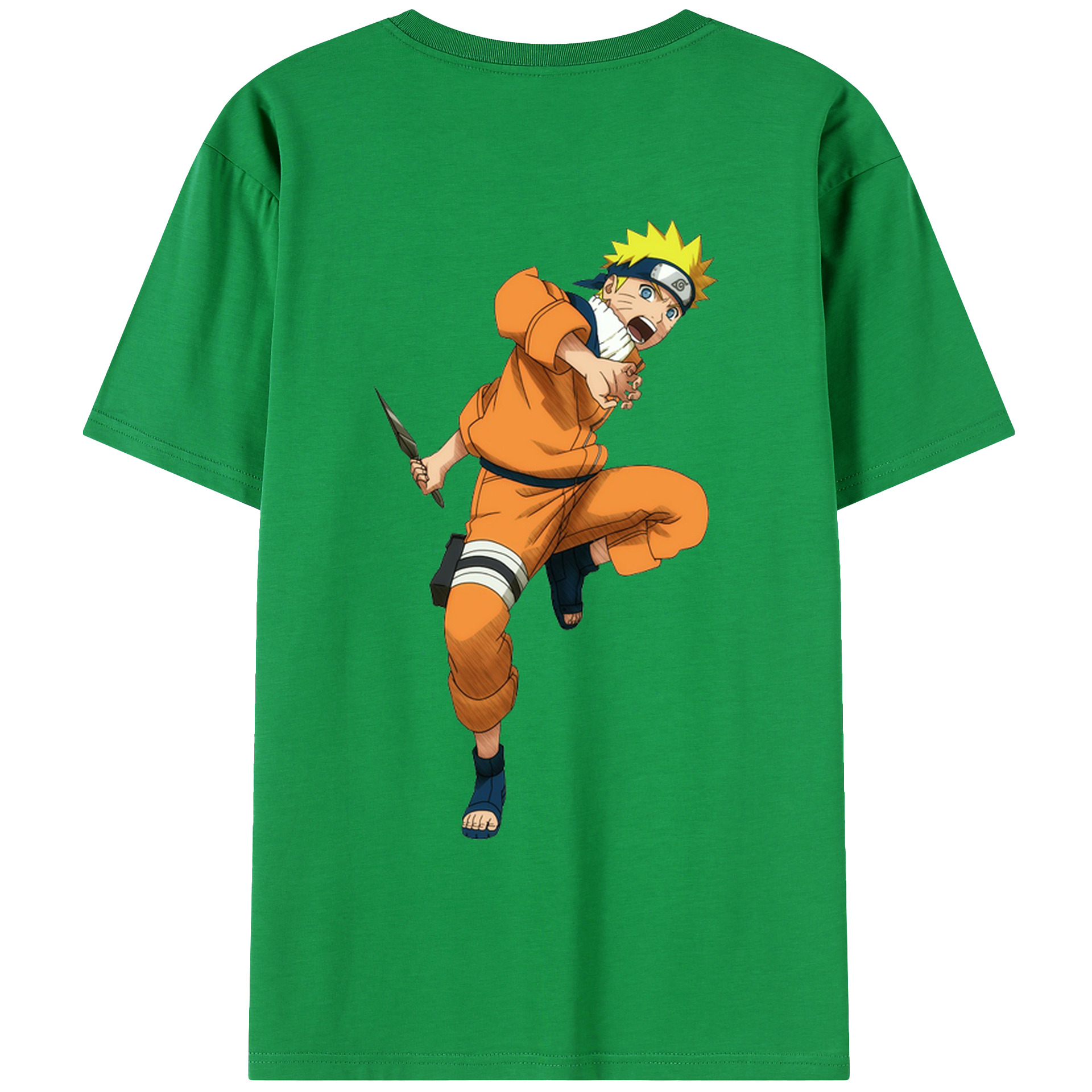 （画像用） NARUTO -ナルト- うずまき ナルト Uzumaki Naruto 綿100％ メンズ半袖Tシャツ（バックプリント） 通気性