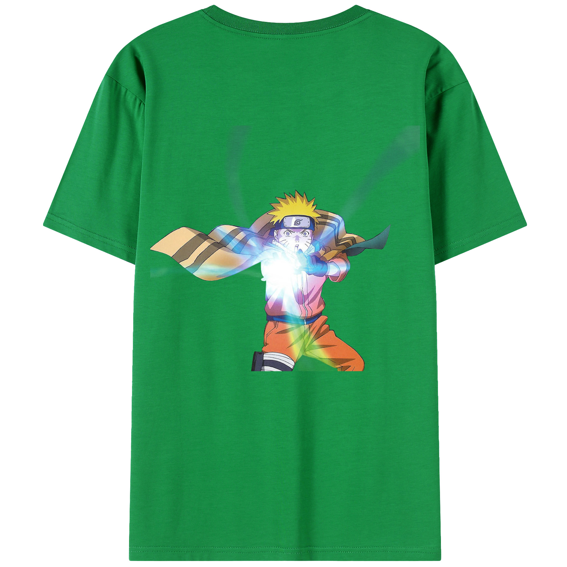 （画像用） NARUTO -ナルト- うずまき ナルト Uzumaki Naruto 綿100％ メンズ半袖Tシャツ（バックプリント） 通気性