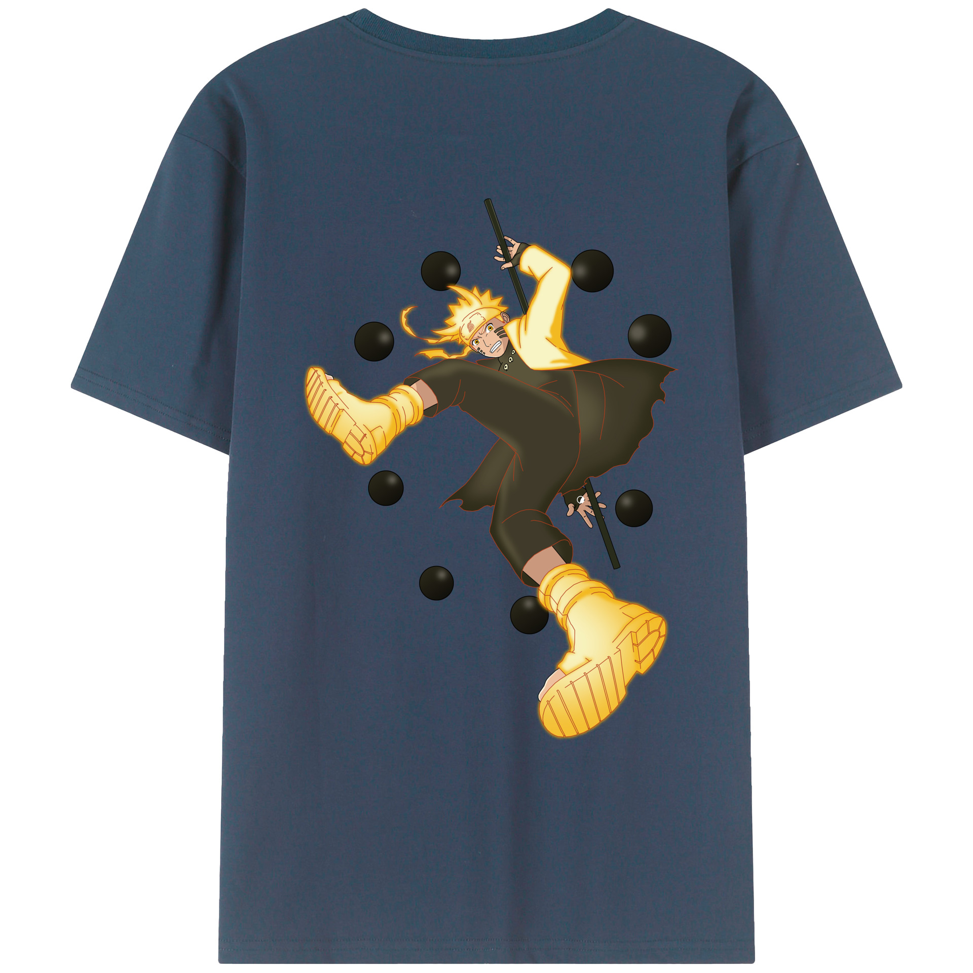 （画像用） NARUTO -ナルト- うずまき ナルト Uzumaki Naruto 綿100％ メンズ半袖Tシャツ（バックプリント） 通気性