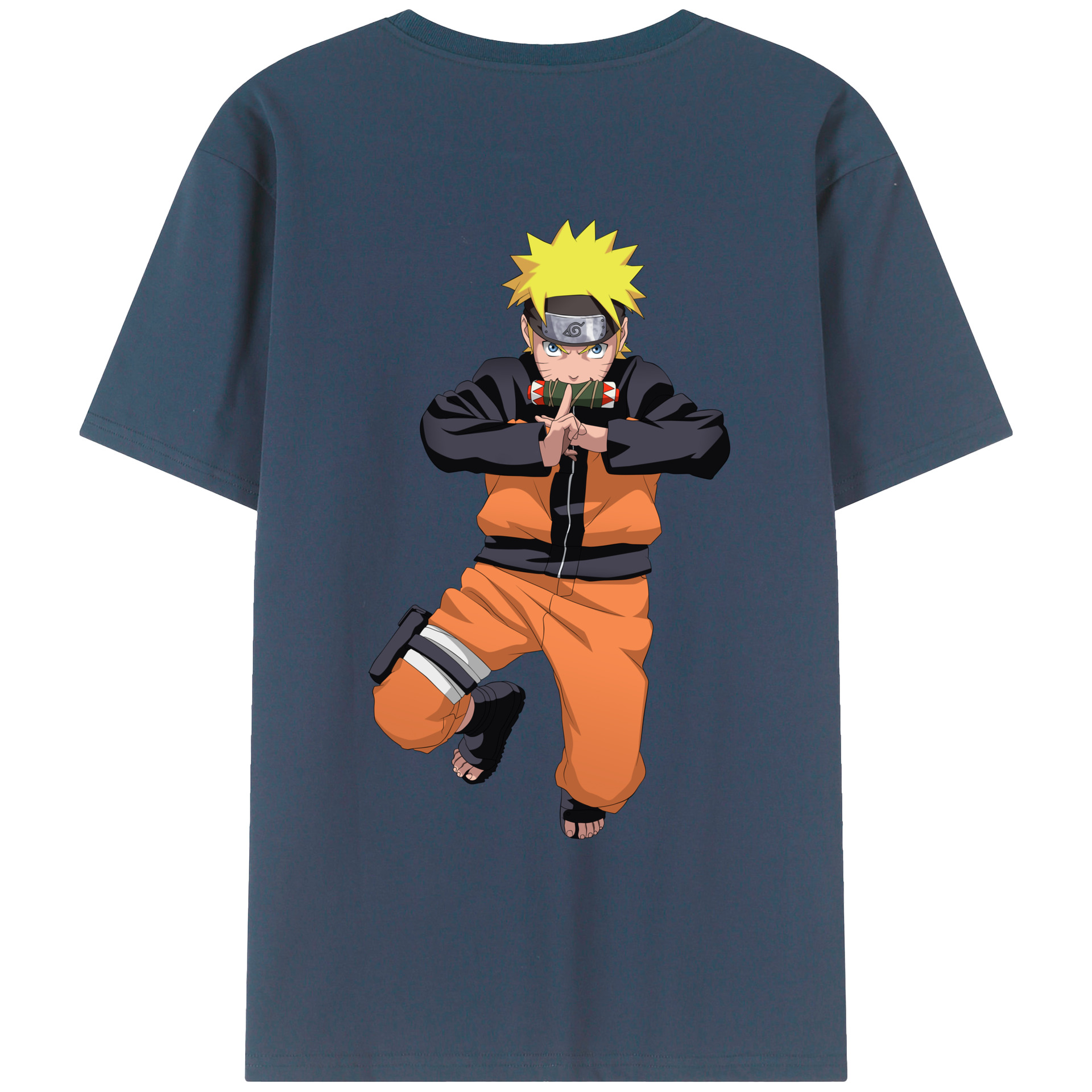 （画像用） NARUTO -ナルト- うずまき ナルト Uzumaki Naruto 綿100％ メンズ半袖Tシャツ（バックプリント） 通気性