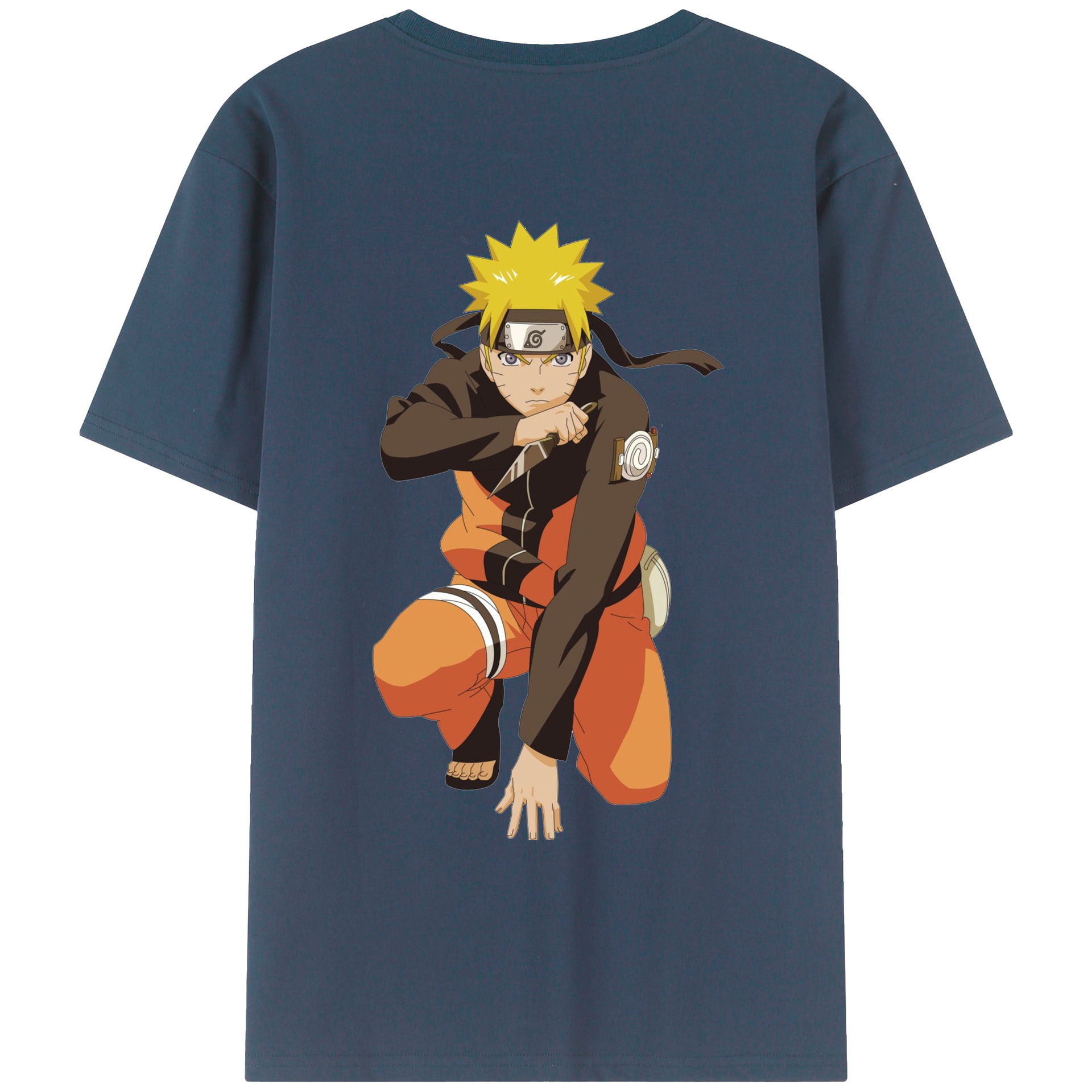 （画像用） NARUTO -ナルト- うずまき ナルト Uzumaki Naruto 綿100％ メンズ半袖Tシャツ（バックプリント） 通気性