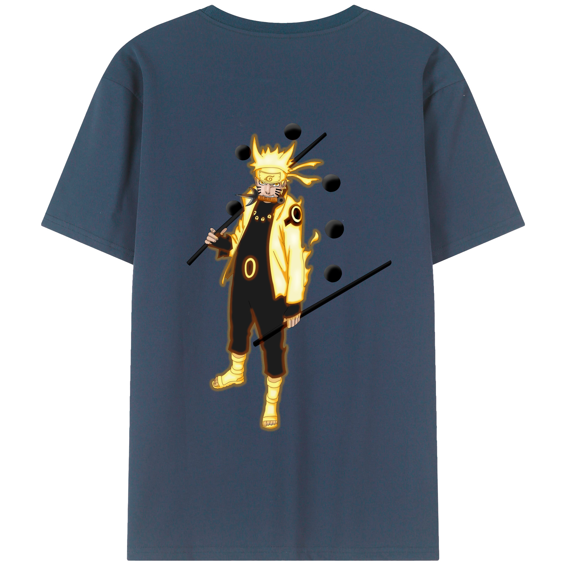 （画像用） NARUTO -ナルト- うずまき ナルト Uzumaki Naruto 綿100％ メンズ半袖Tシャツ（バックプリント） 通気性