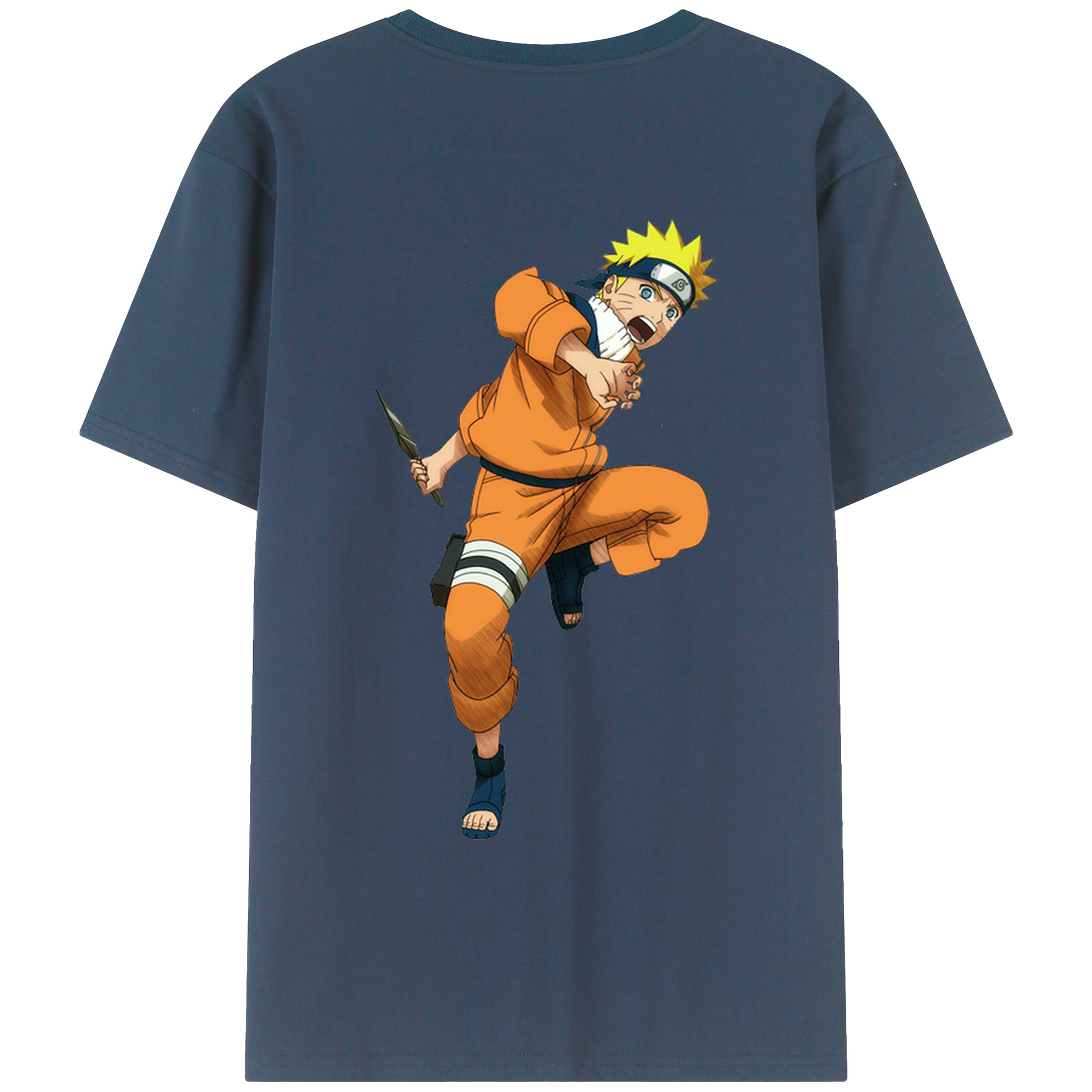 （画像用） NARUTO -ナルト- うずまき ナルト Uzumaki Naruto 綿100％ メンズ半袖Tシャツ（バックプリント） 通気性