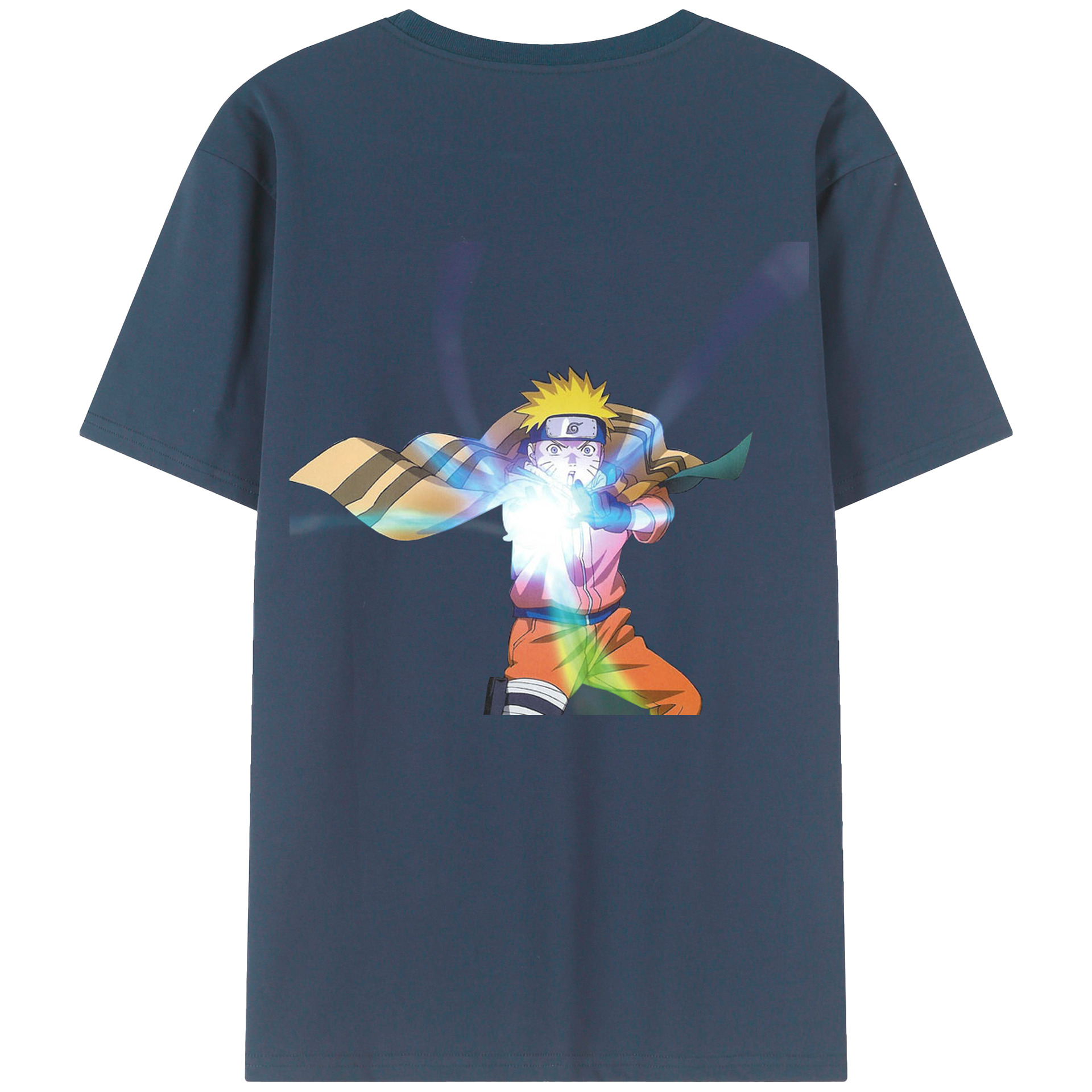 （画像用） NARUTO -ナルト- うずまき ナルト Uzumaki Naruto 綿100％ メンズ半袖Tシャツ（バックプリント） 通気性