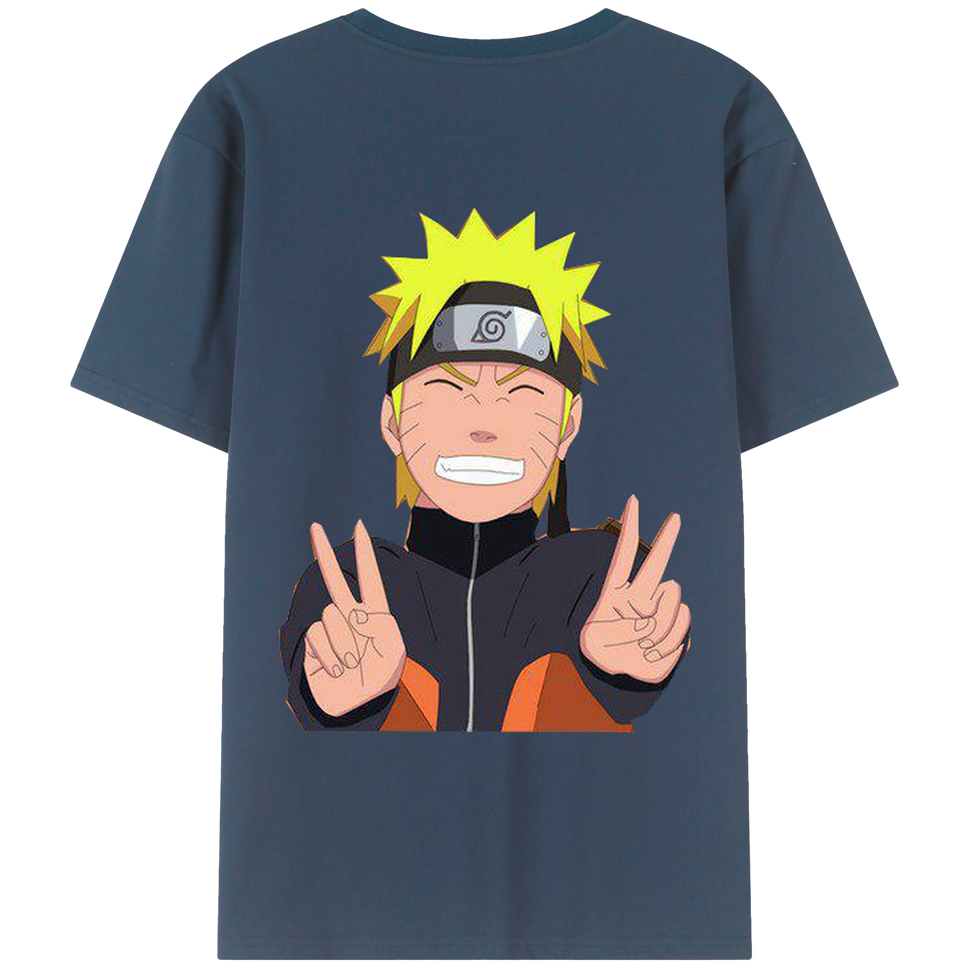 （画像用） NARUTO -ナルト- うずまき ナルト Uzumaki Naruto 綿100％ メンズ半袖Tシャツ（バックプリント） 通気性