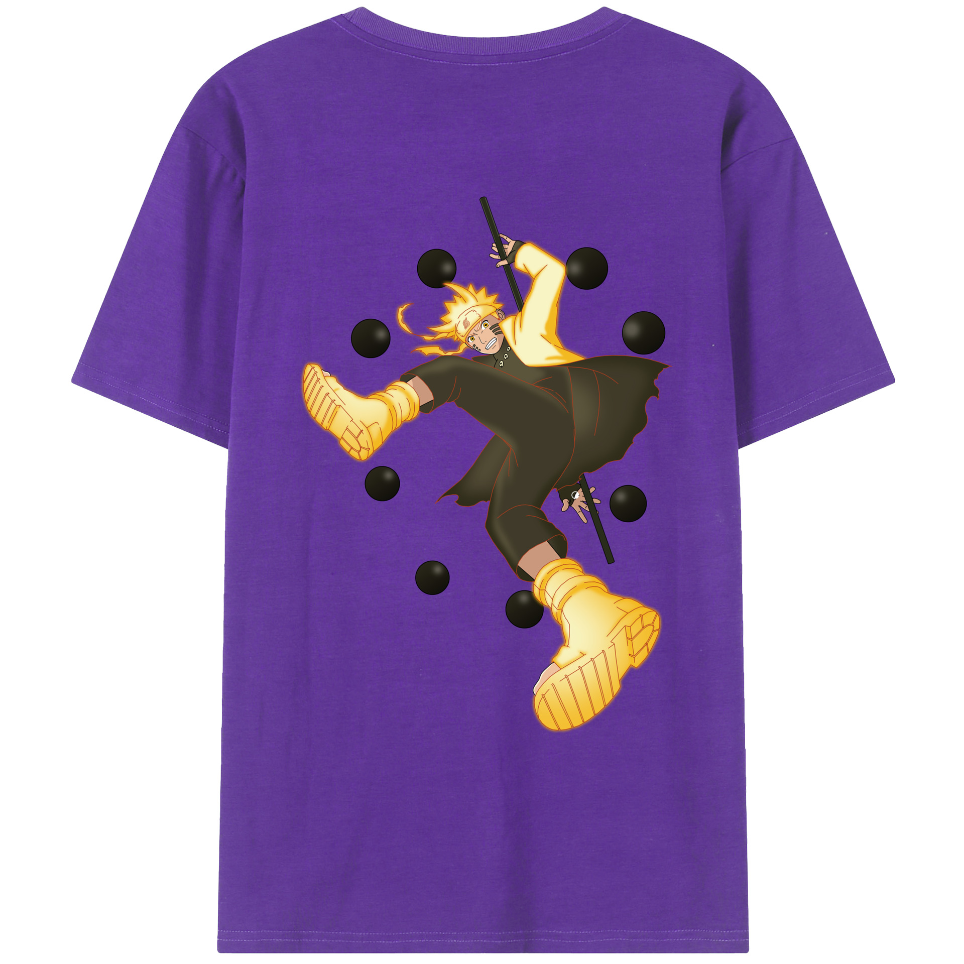 （画像用） NARUTO -ナルト- うずまき ナルト Uzumaki Naruto 綿100％ メンズ半袖Tシャツ（バックプリント） 通気性