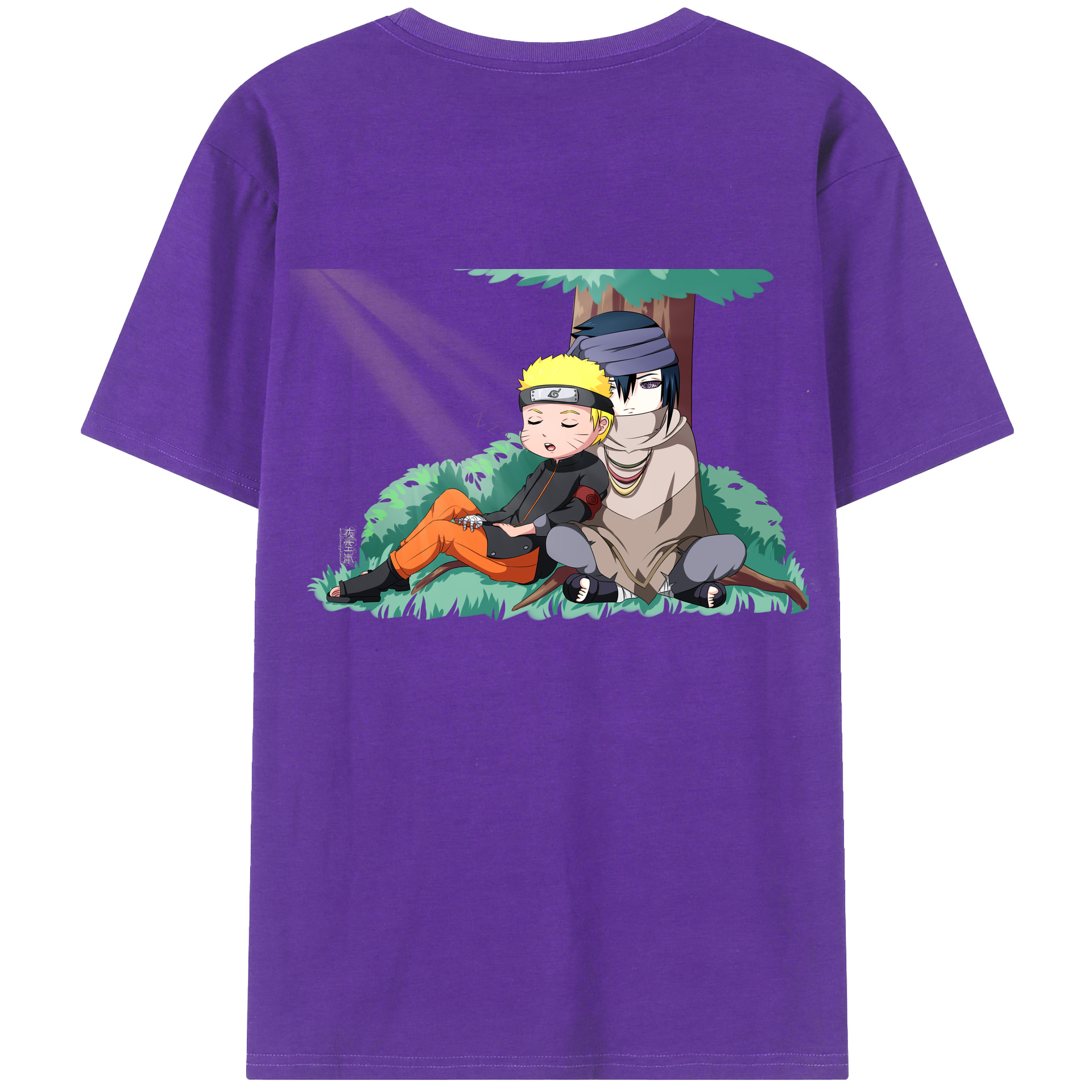 （画像用） NARUTO -ナルト- うずまき ナルト Uzumaki Naruto 綿100％ メンズ半袖Tシャツ（バックプリント） 通気性