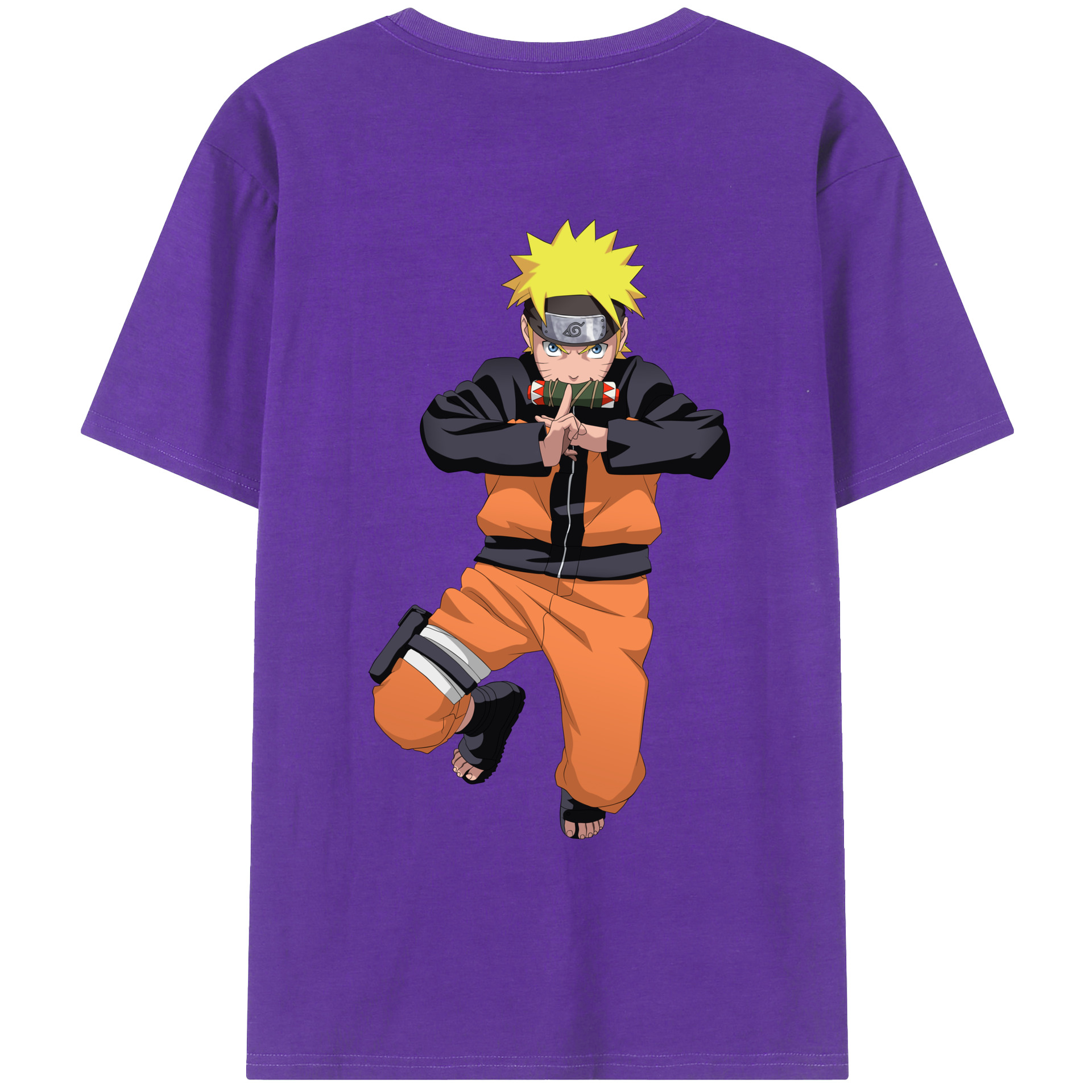 （画像用） NARUTO -ナルト- うずまき ナルト Uzumaki Naruto 綿100％ メンズ半袖Tシャツ（バックプリント） 通気性