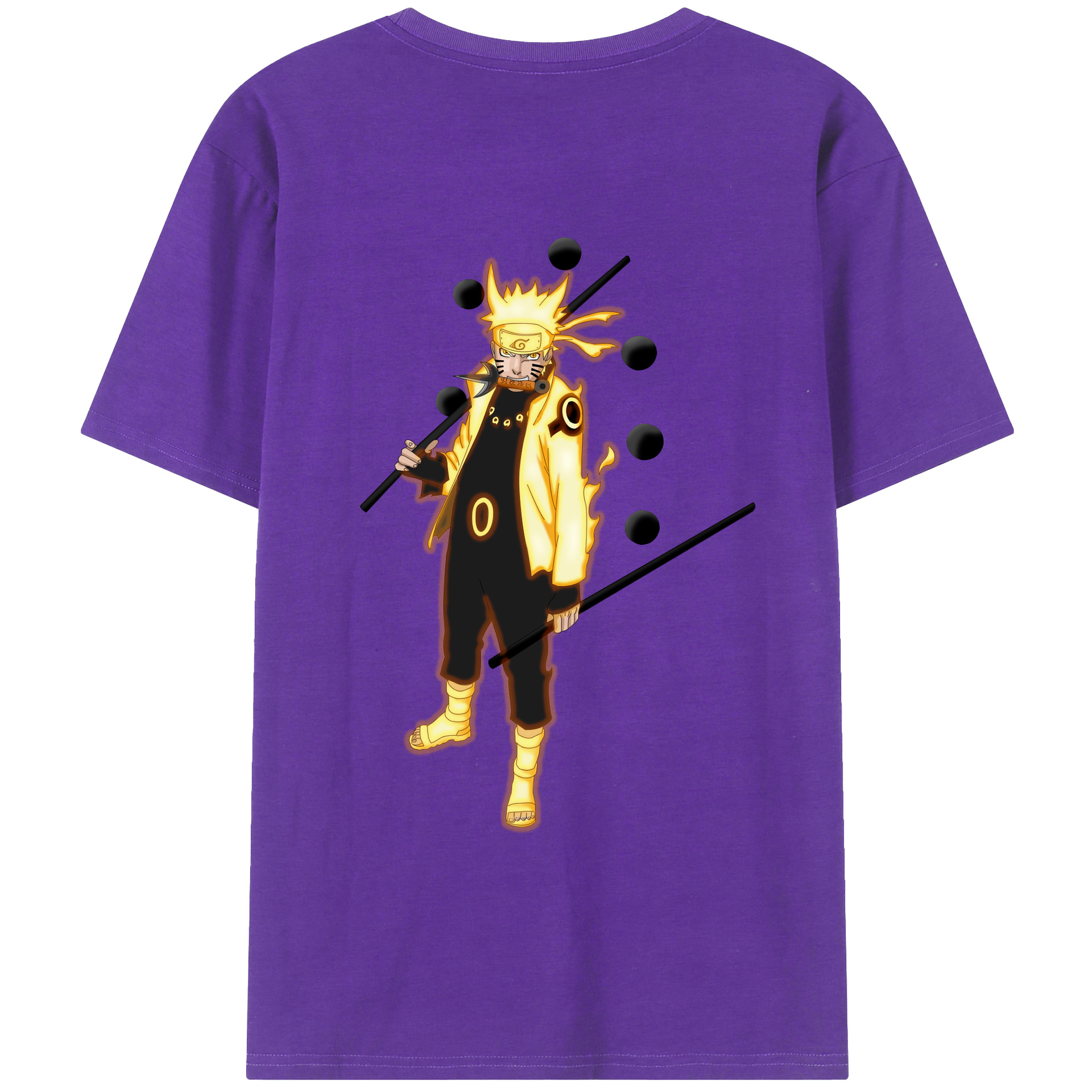 （画像用） NARUTO -ナルト- うずまき ナルト Uzumaki Naruto 綿100％ メンズ半袖Tシャツ（バックプリント） 通気性