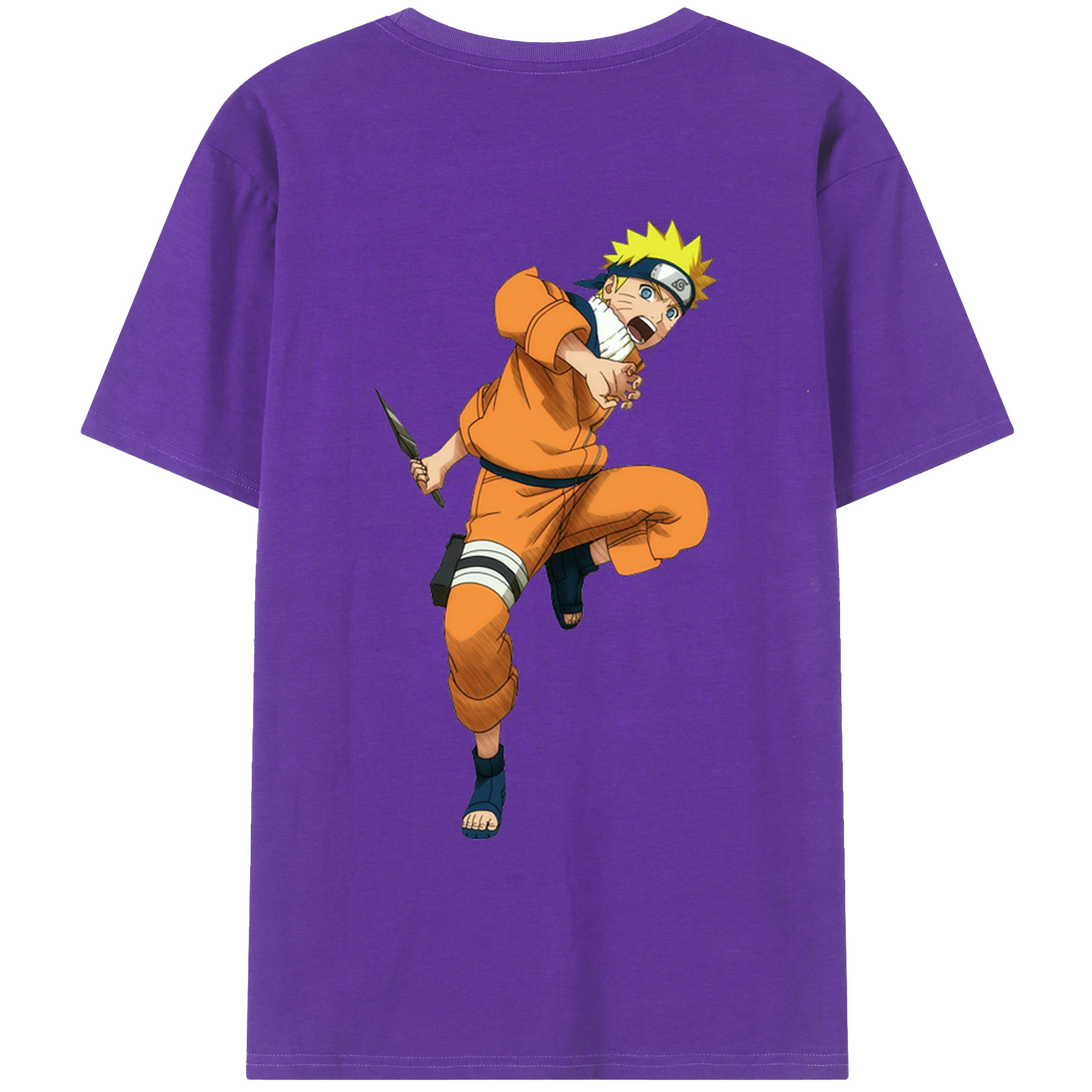 （画像用） NARUTO -ナルト- うずまき ナルト Uzumaki Naruto 綿100％ メンズ半袖Tシャツ（バックプリント） 通気性