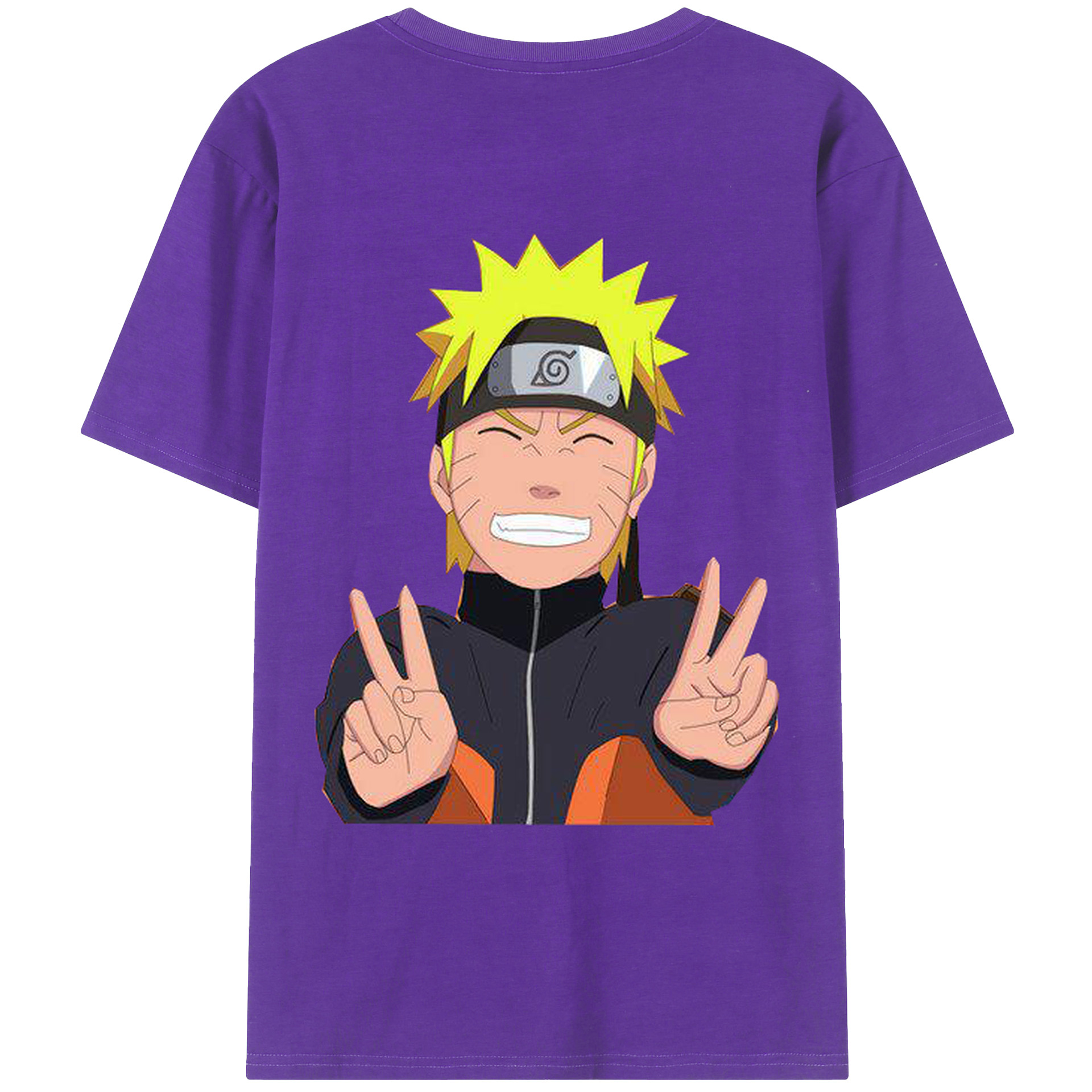 （画像用） NARUTO -ナルト- うずまき ナルト Uzumaki Naruto 綿100％ メンズ半袖Tシャツ（バックプリント） 通気性