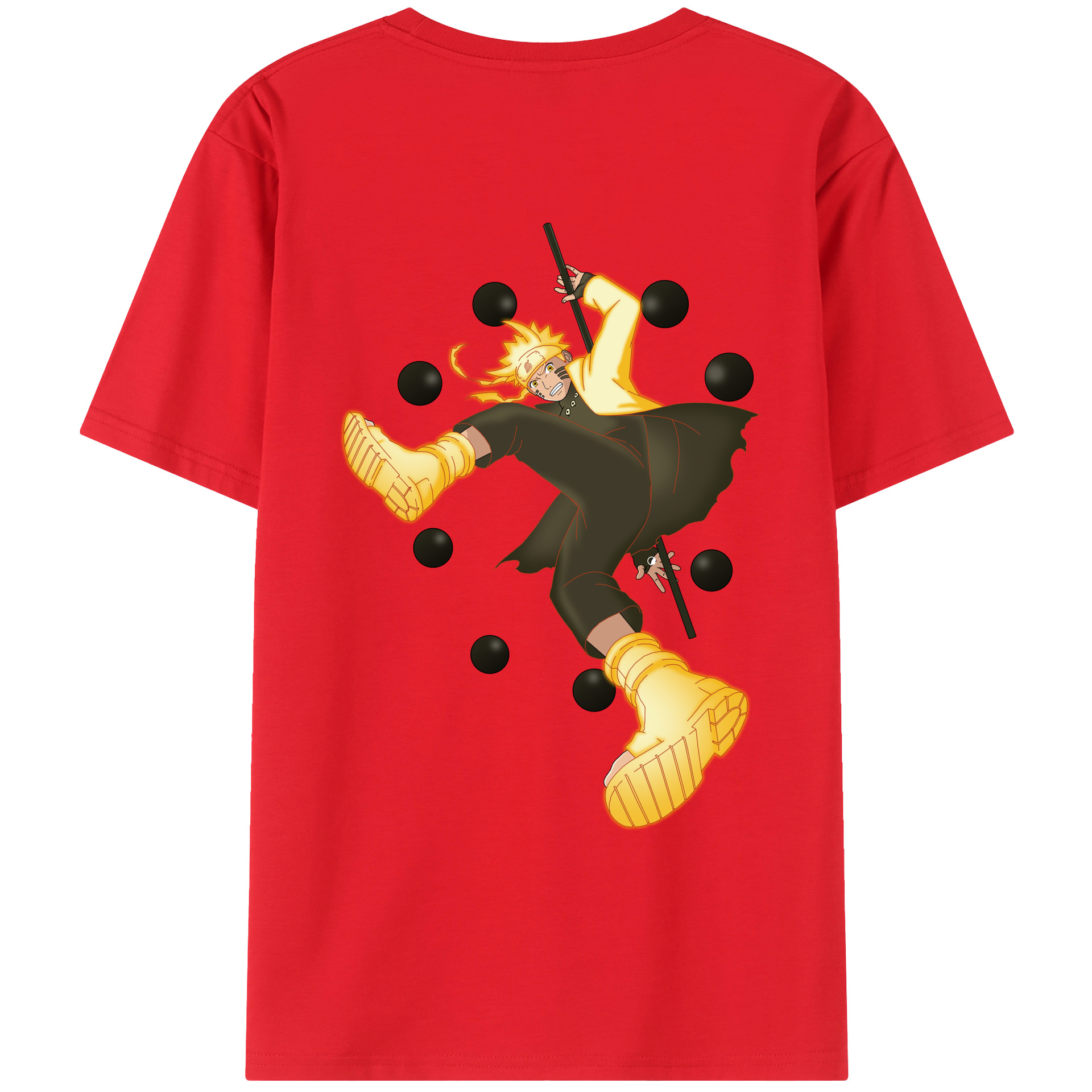 （画像用） NARUTO -ナルト- うずまき ナルト Uzumaki Naruto 綿100％ メンズ半袖Tシャツ（バックプリント） 通気性