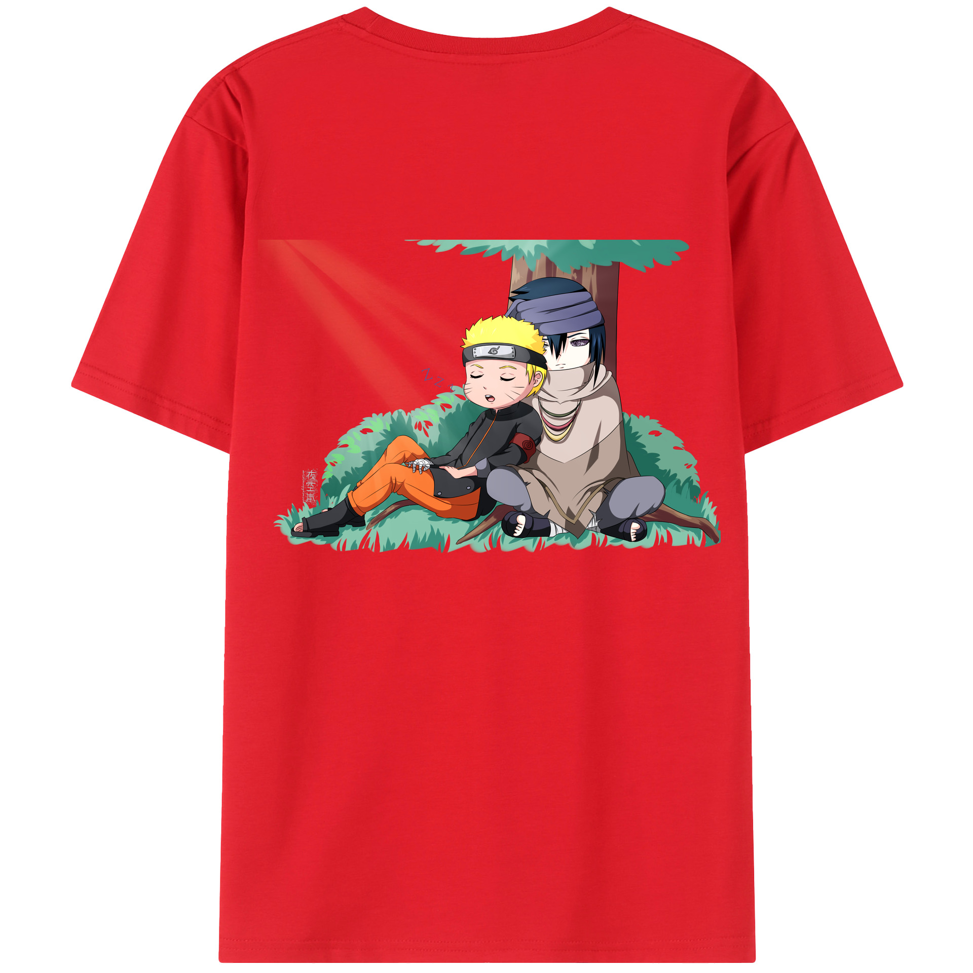 （画像用） NARUTO -ナルト- うずまき ナルト Uzumaki Naruto 綿100％ メンズ半袖Tシャツ（バックプリント） 通気性