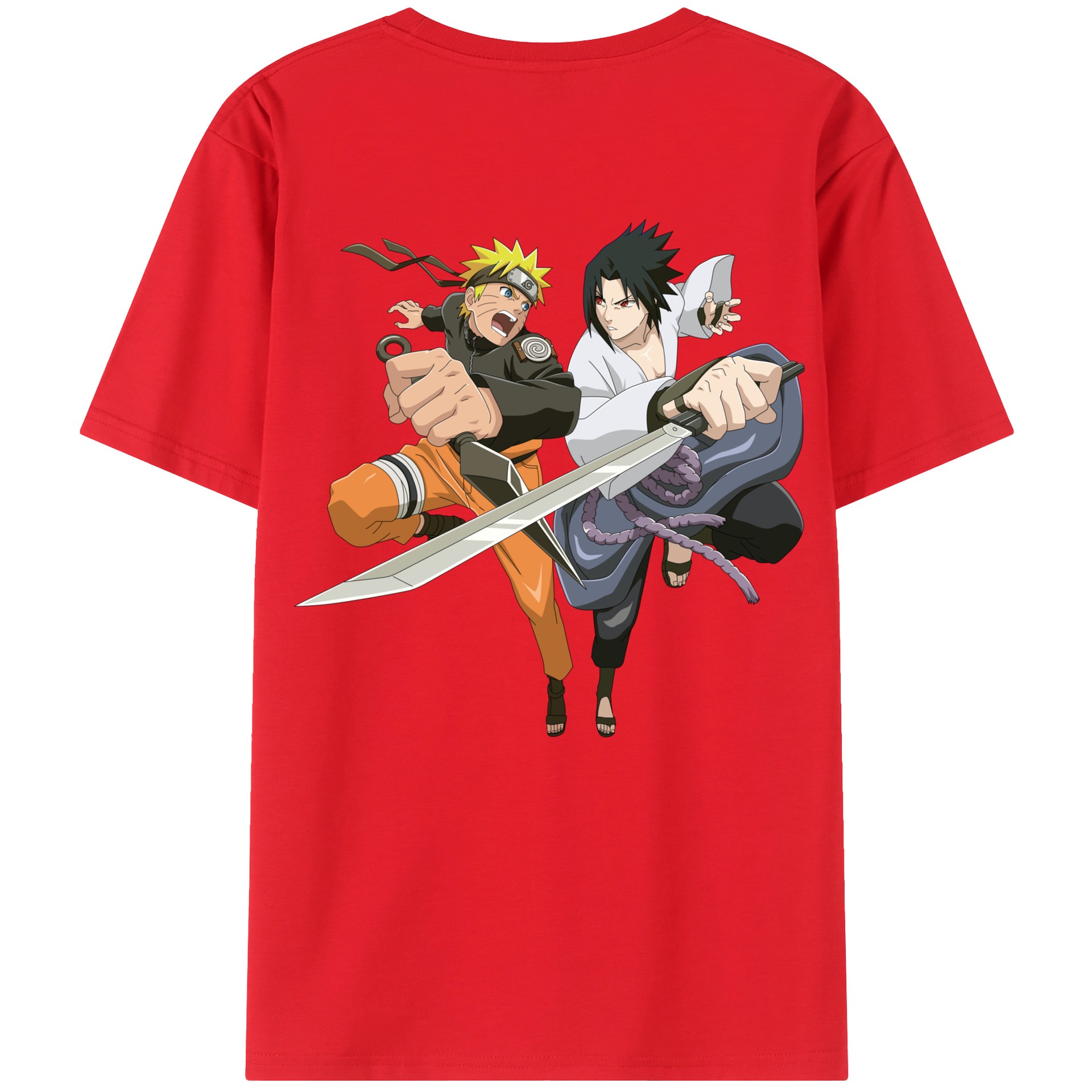 （画像用） NARUTO -ナルト- うずまき ナルト Uzumaki Naruto 綿100％ メンズ半袖Tシャツ（バックプリント） 通気性