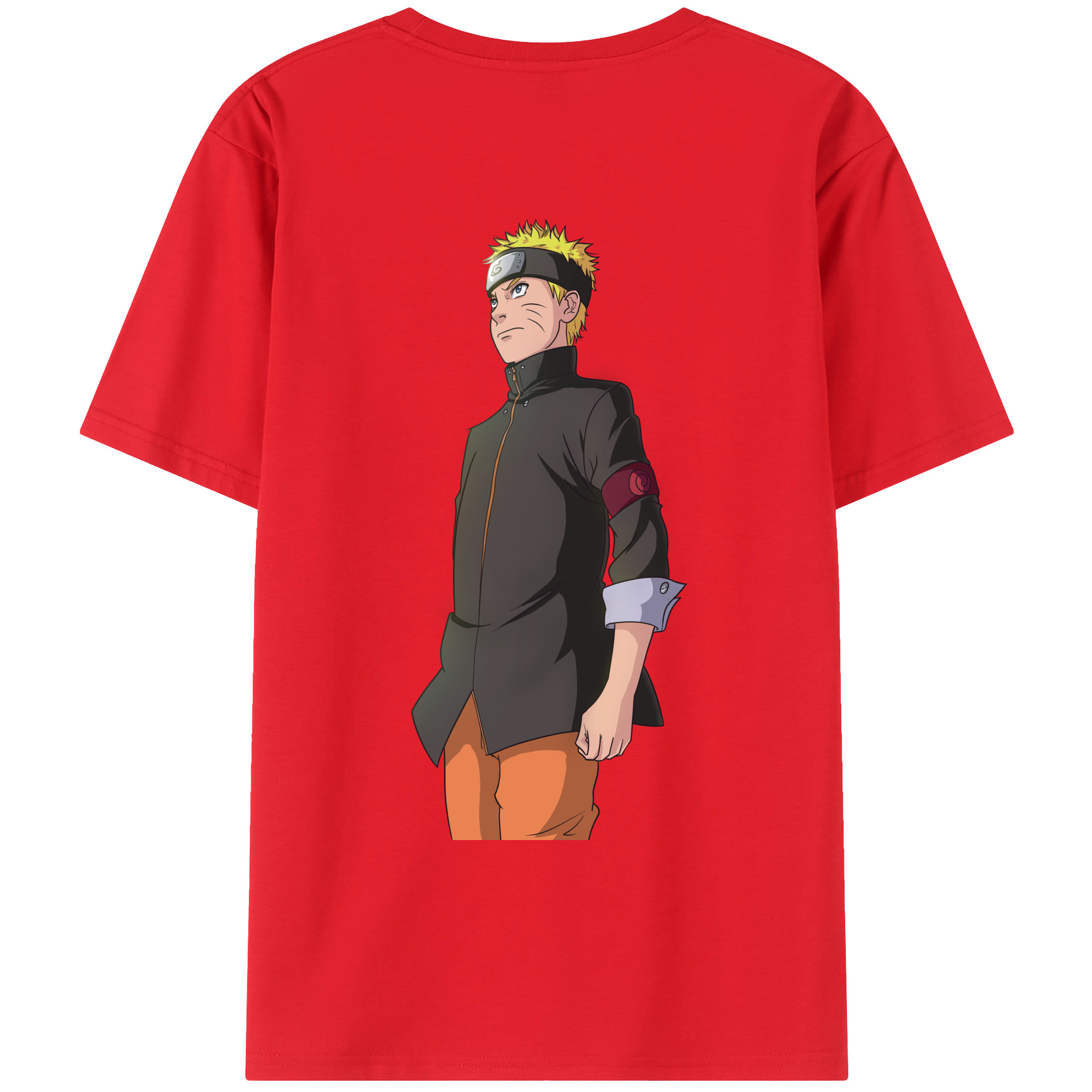 （画像用） NARUTO -ナルト- うずまき ナルト Uzumaki Naruto 綿100％ メンズ半袖Tシャツ（バックプリント） 通気性