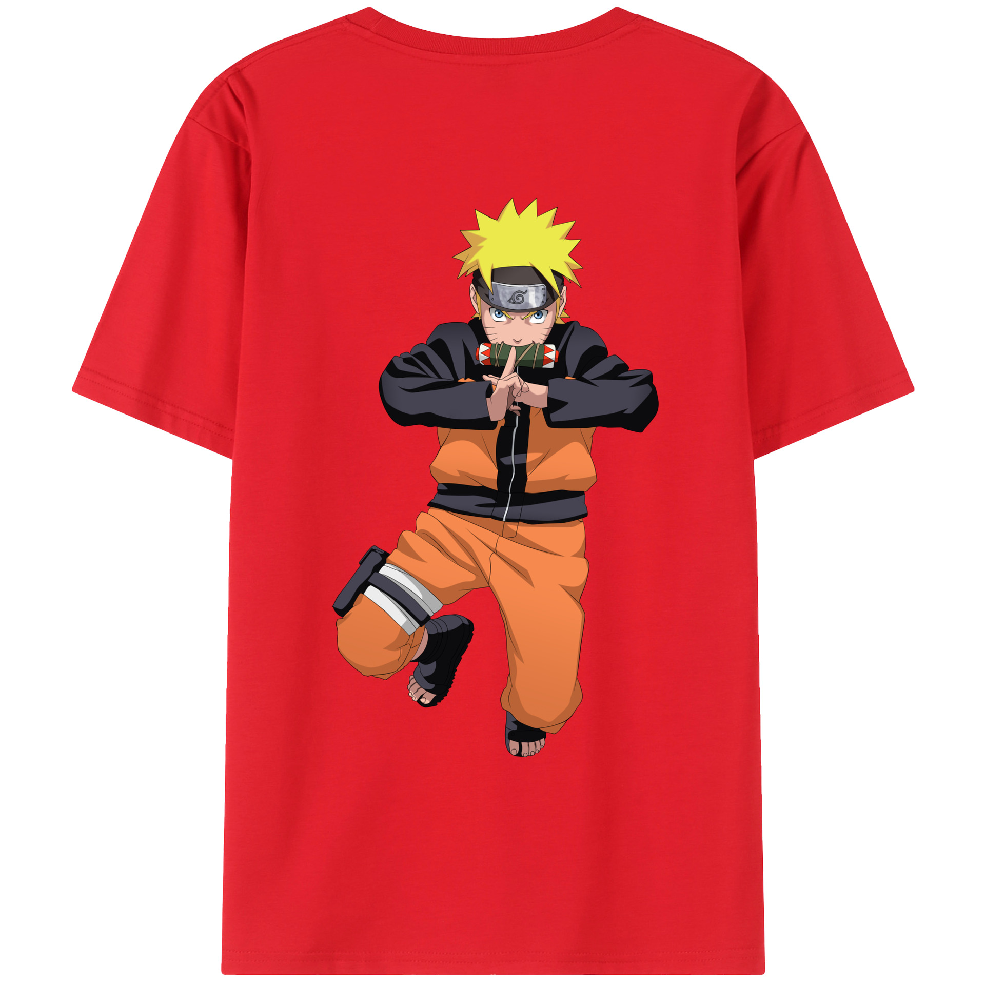 （画像用） NARUTO -ナルト- うずまき ナルト Uzumaki Naruto 綿100％ メンズ半袖Tシャツ（バックプリント） 通気性